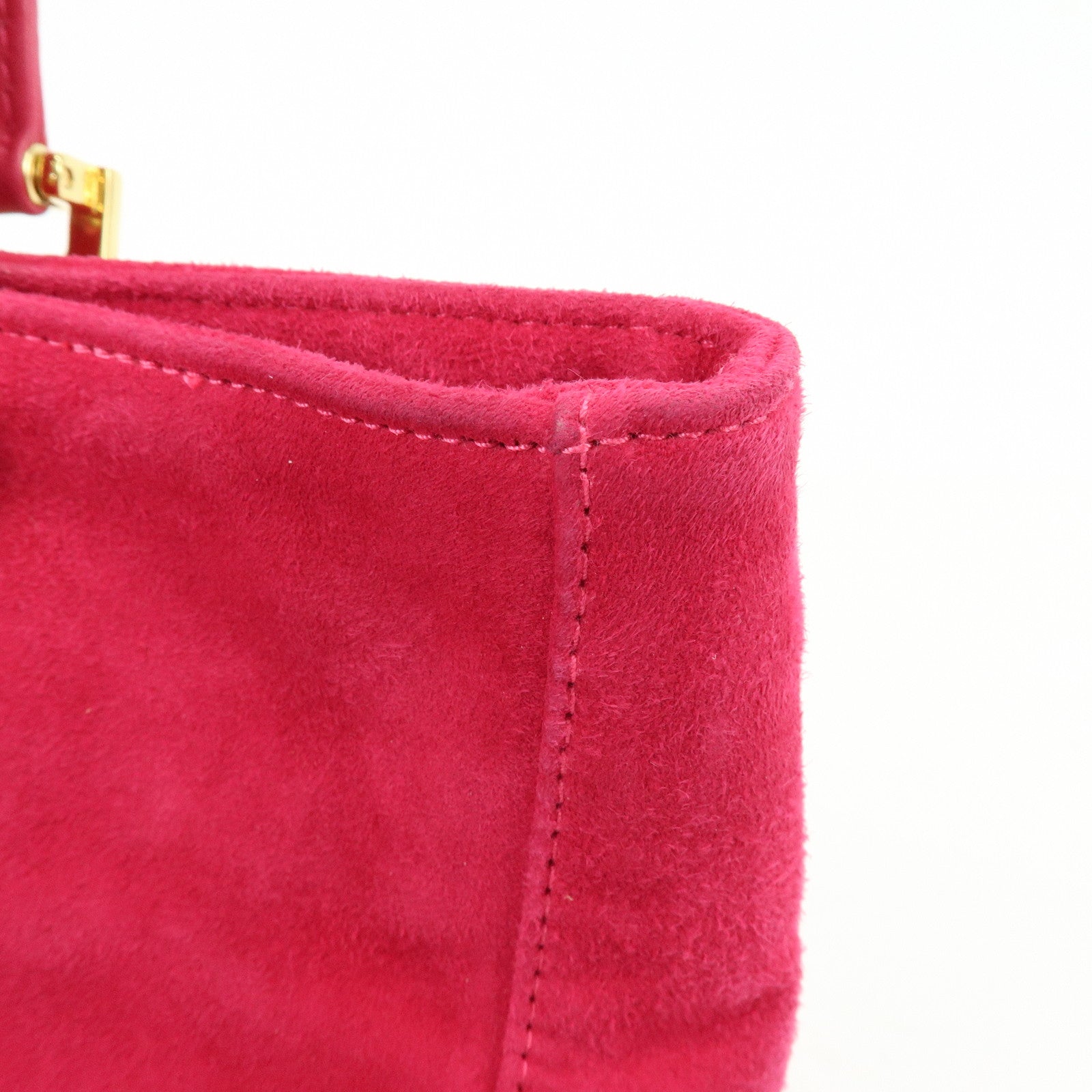 FENDI Logo Suede Leather Hand Bag Tote Bag Pink 2308・26693・609