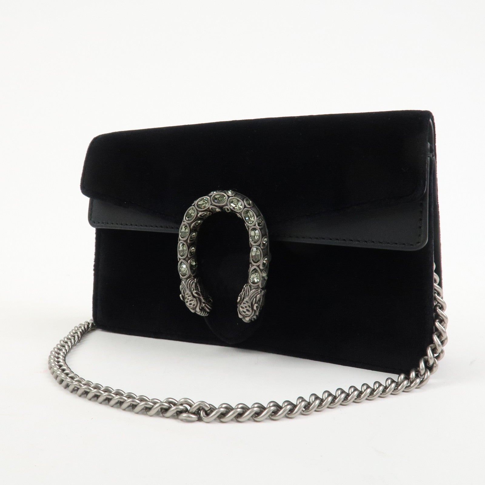 GUCCI Dionysus Super Mini Bag Velvet Chain Shoulder Bag Black476432