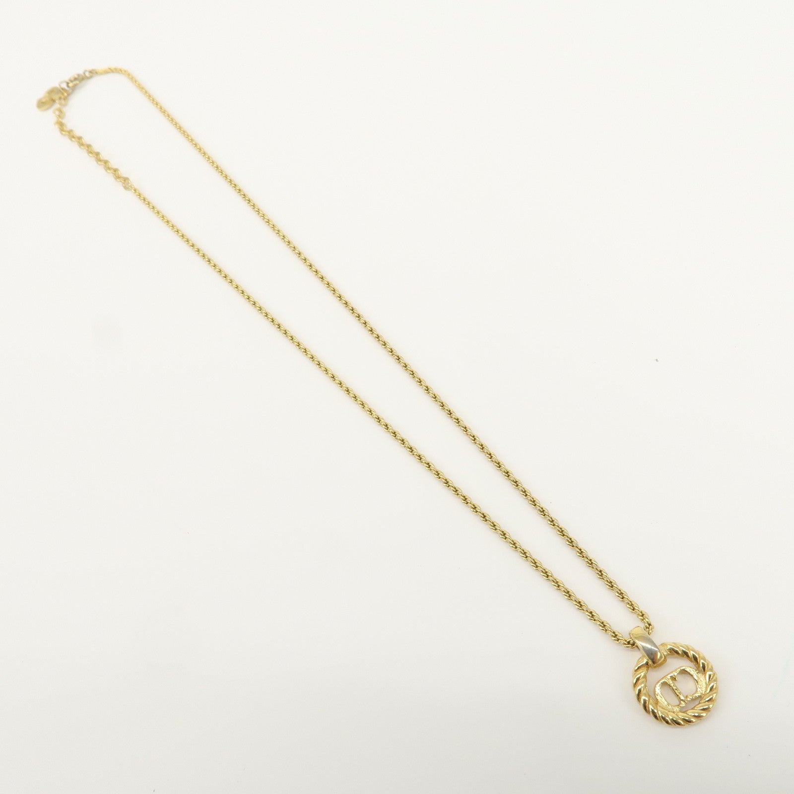 Christian Dior CD Logo Metal Necklace Choker Gold