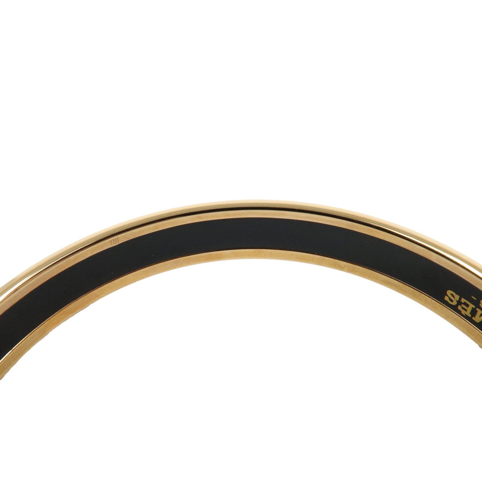 HERMES Email PM Gold Plated Bracelet Bangle White Orange Gold