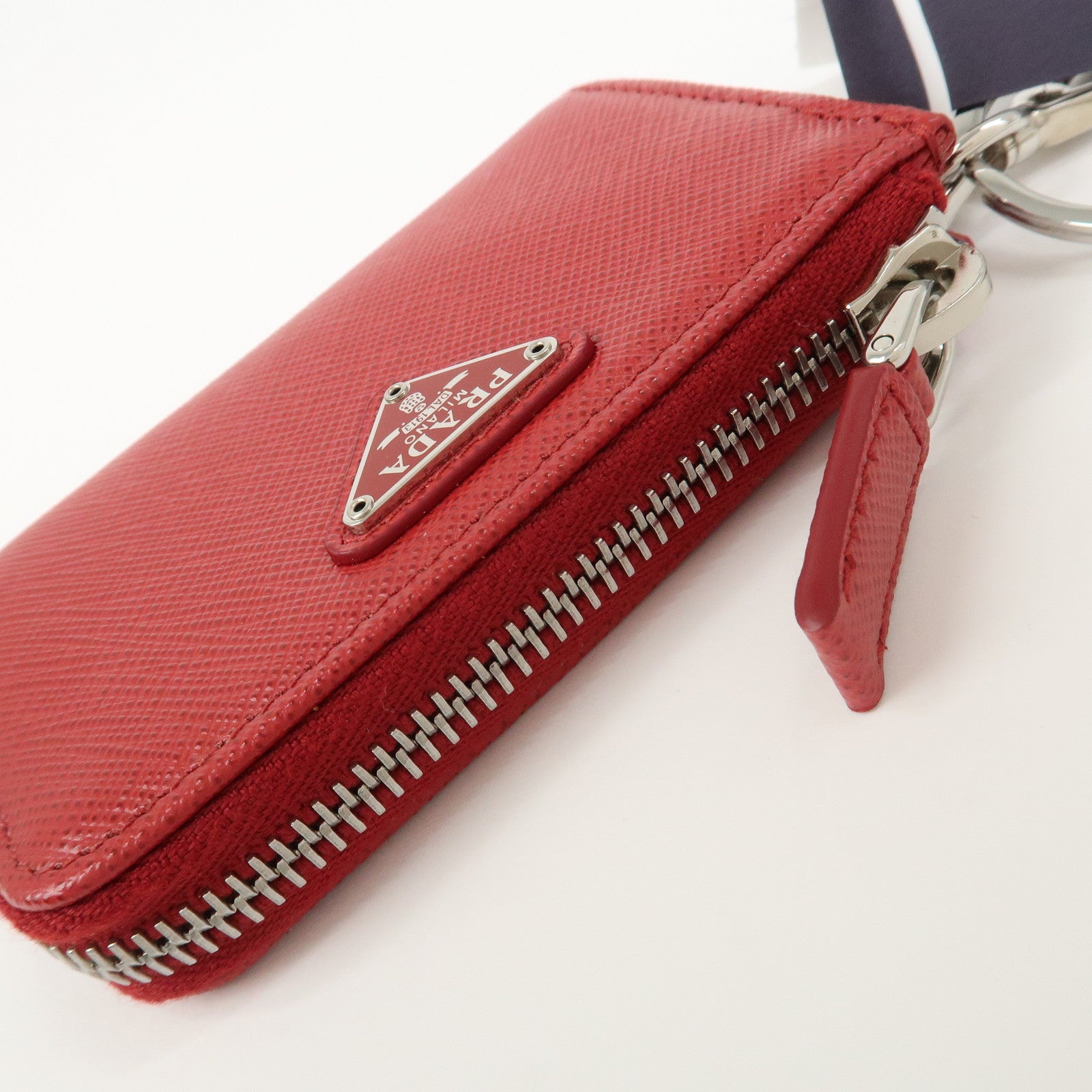PRADA Saffiano Leather Triangle Logo Coin Case Coin Purse 2TT085