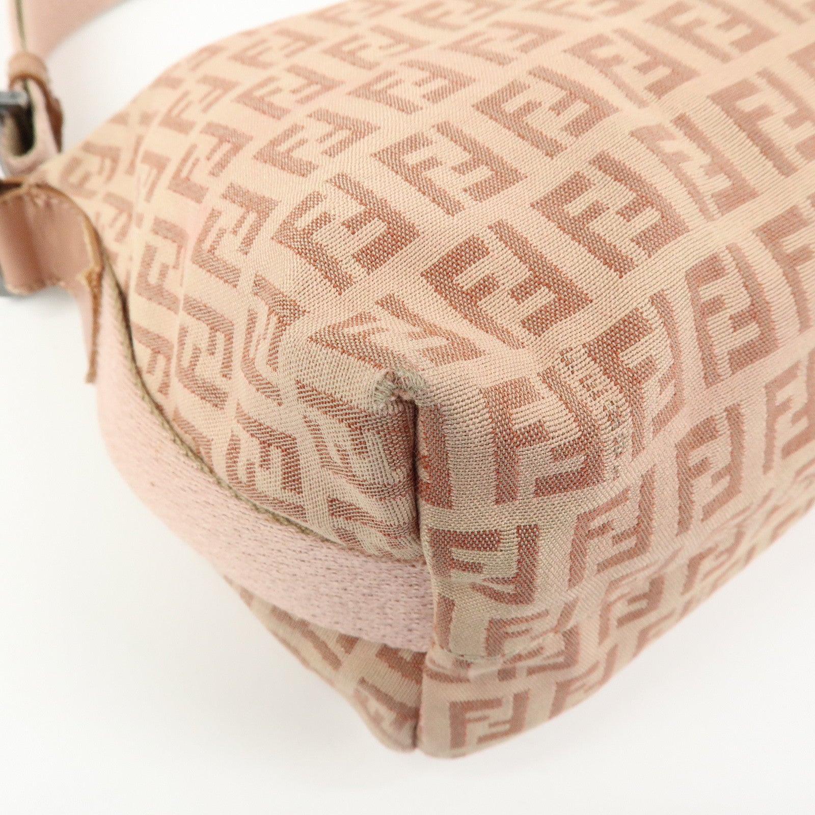 FENDI Zucchino Canvas Leather Shoulder Crossbody Bag Pink 8BR319