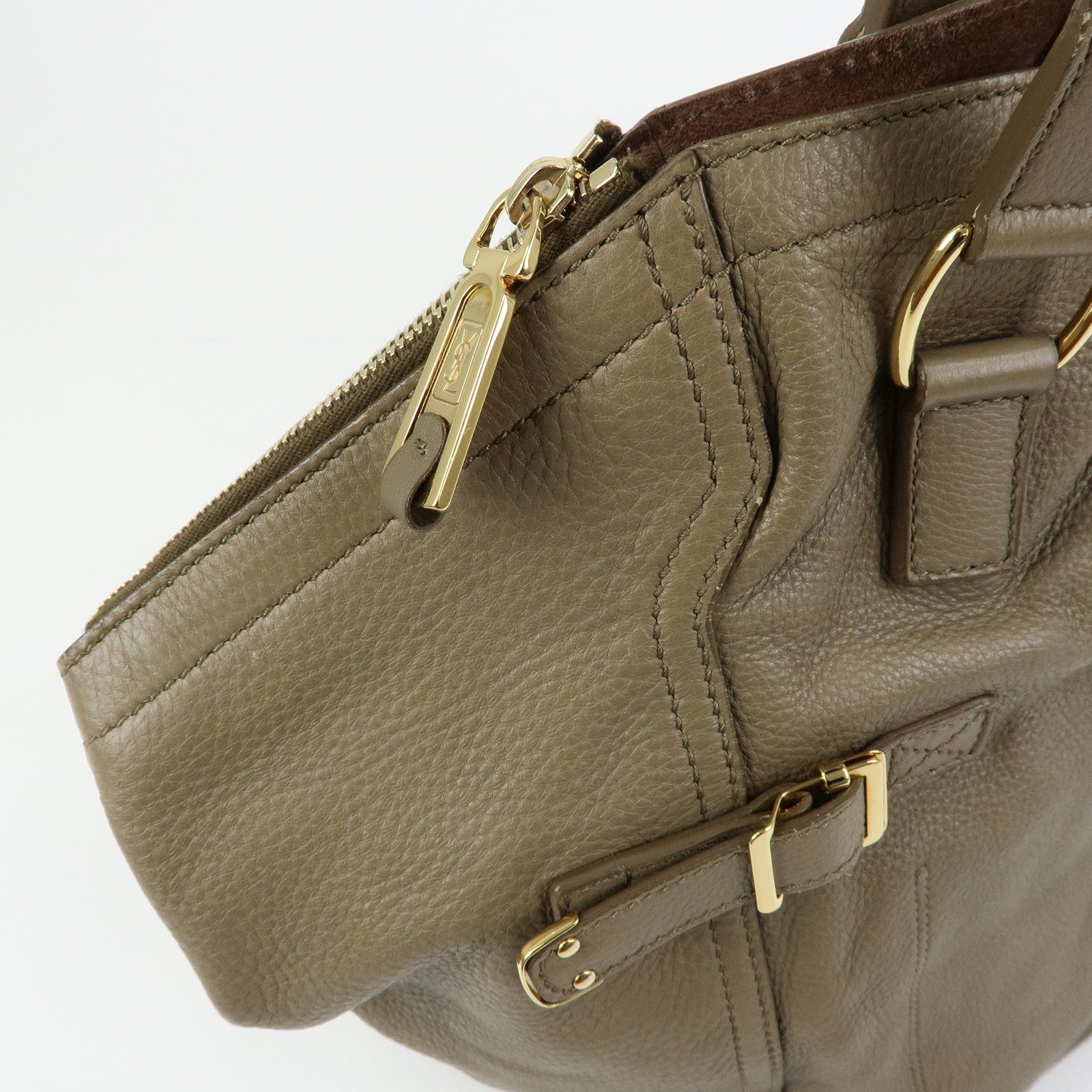 SAINT LAURENT PARIS Y Line Leather Tote Shoulder Bag Brown 257427