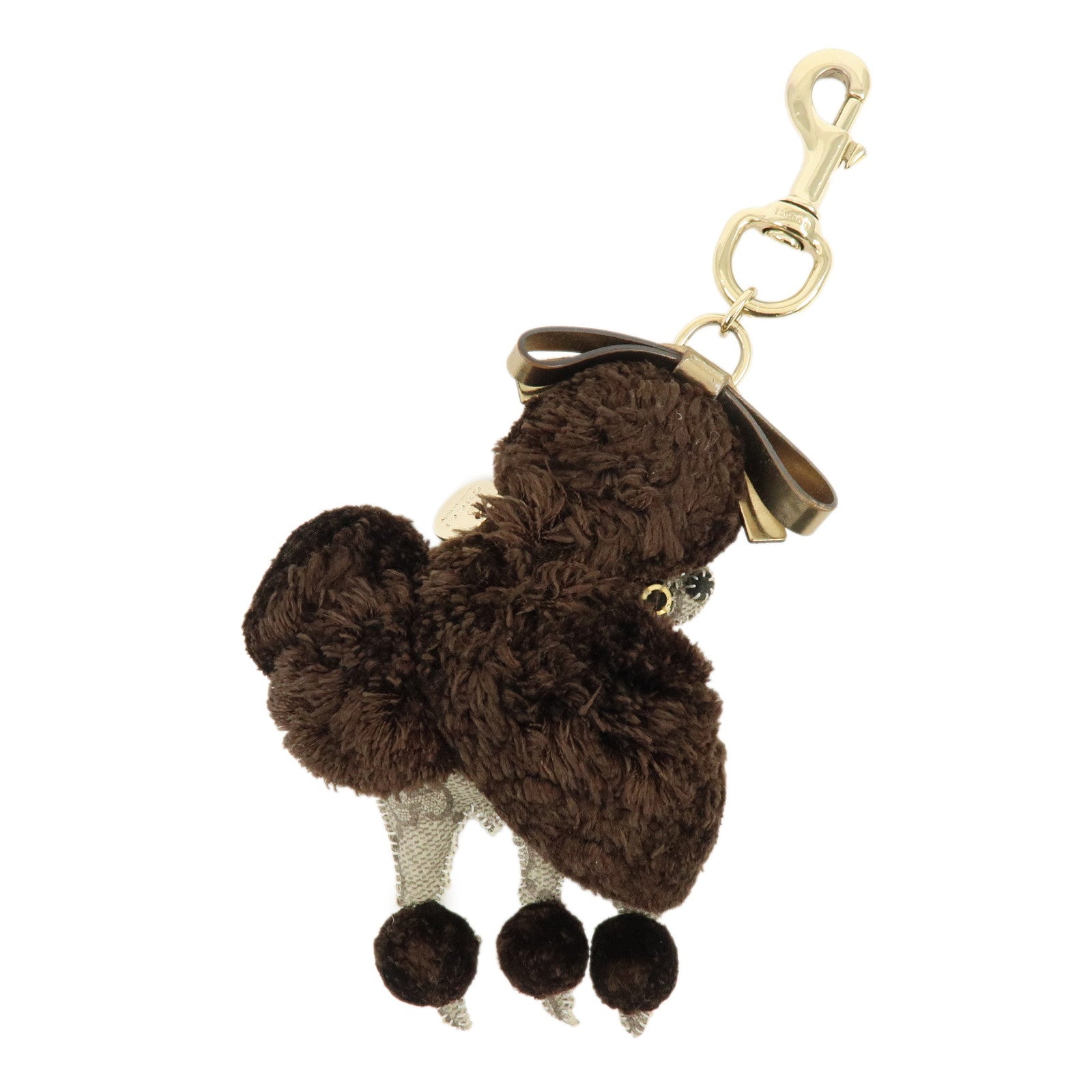 GUCCI GG Supreme Canvas Gucciori Poodle Bag Key Charm Brown 206079