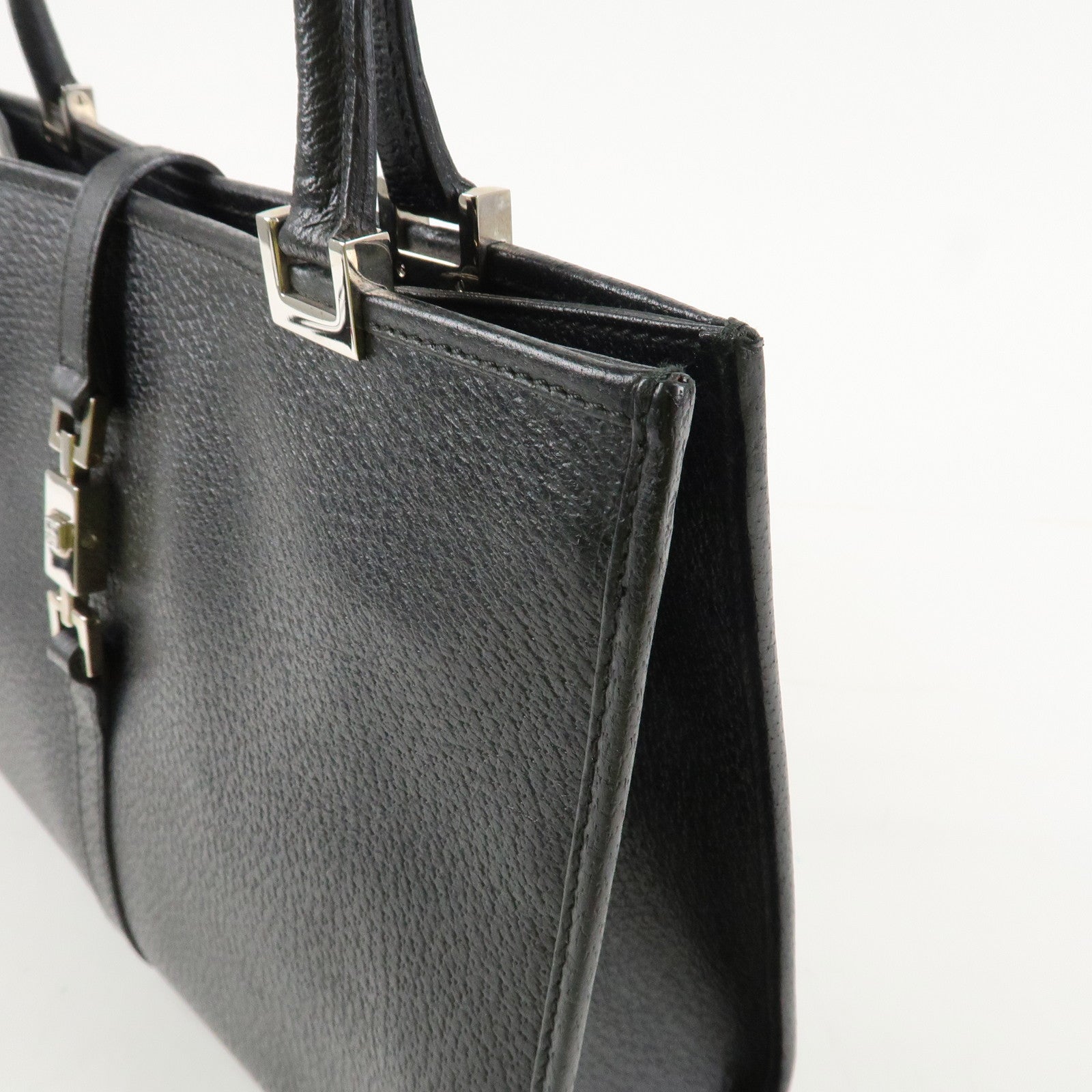 GUCCI Jackie Leather Shoulder bag Tote Bag 002.1073 Black Silver HDW Used