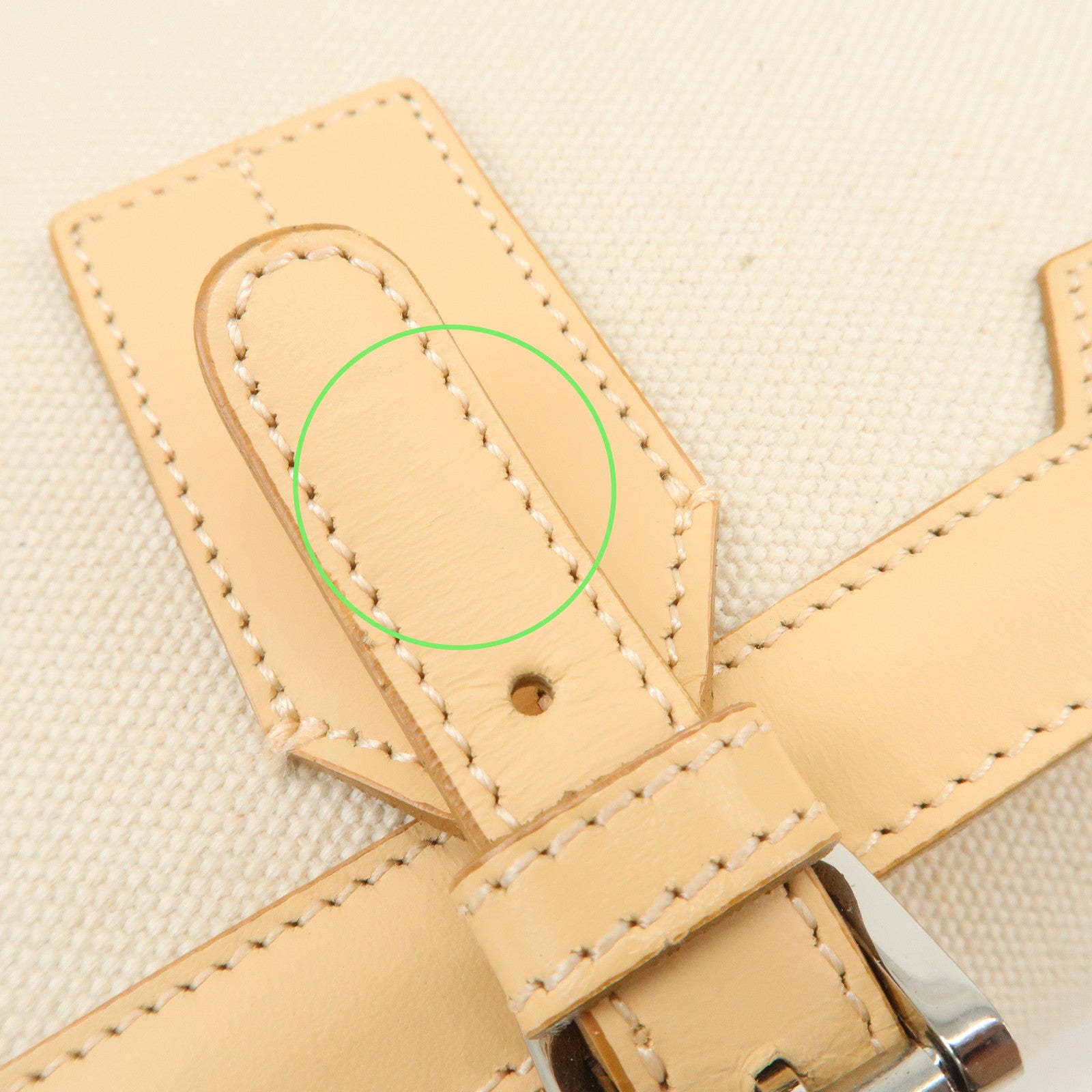 BURBERRY Cotton Leather Tote Bag Hand Bag Natural Beige