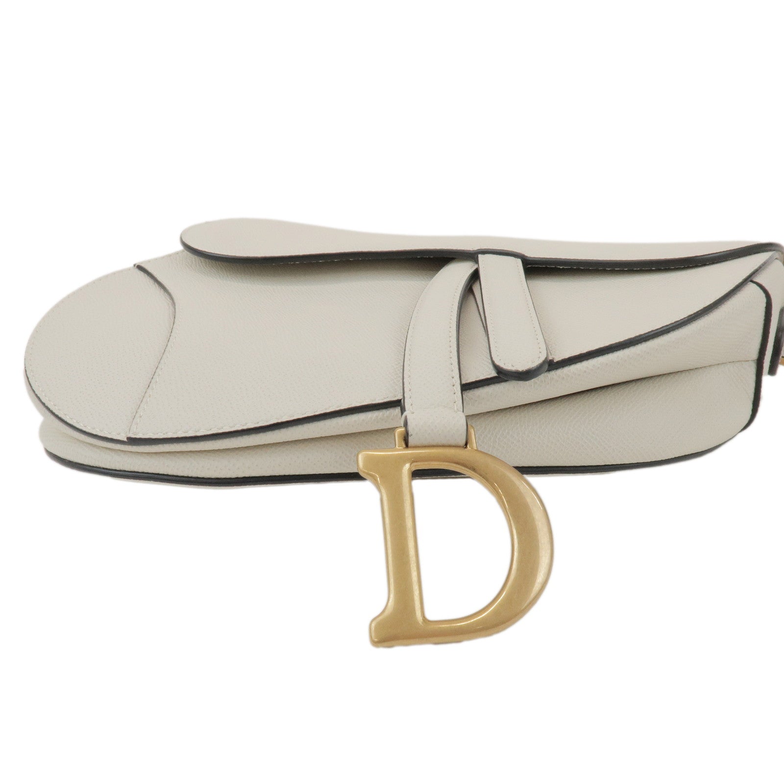 Christian Dior Leather Saddle Bag Hand Bag Shoulder Bag White