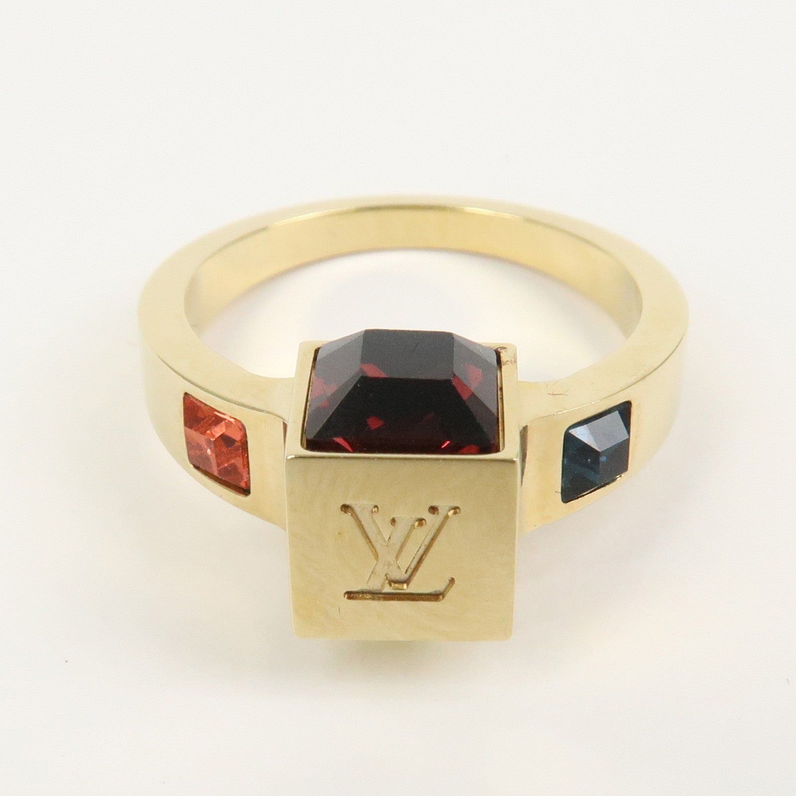 Louis Vuitton Bague Gamble Logo Metal Ring Gold M66824