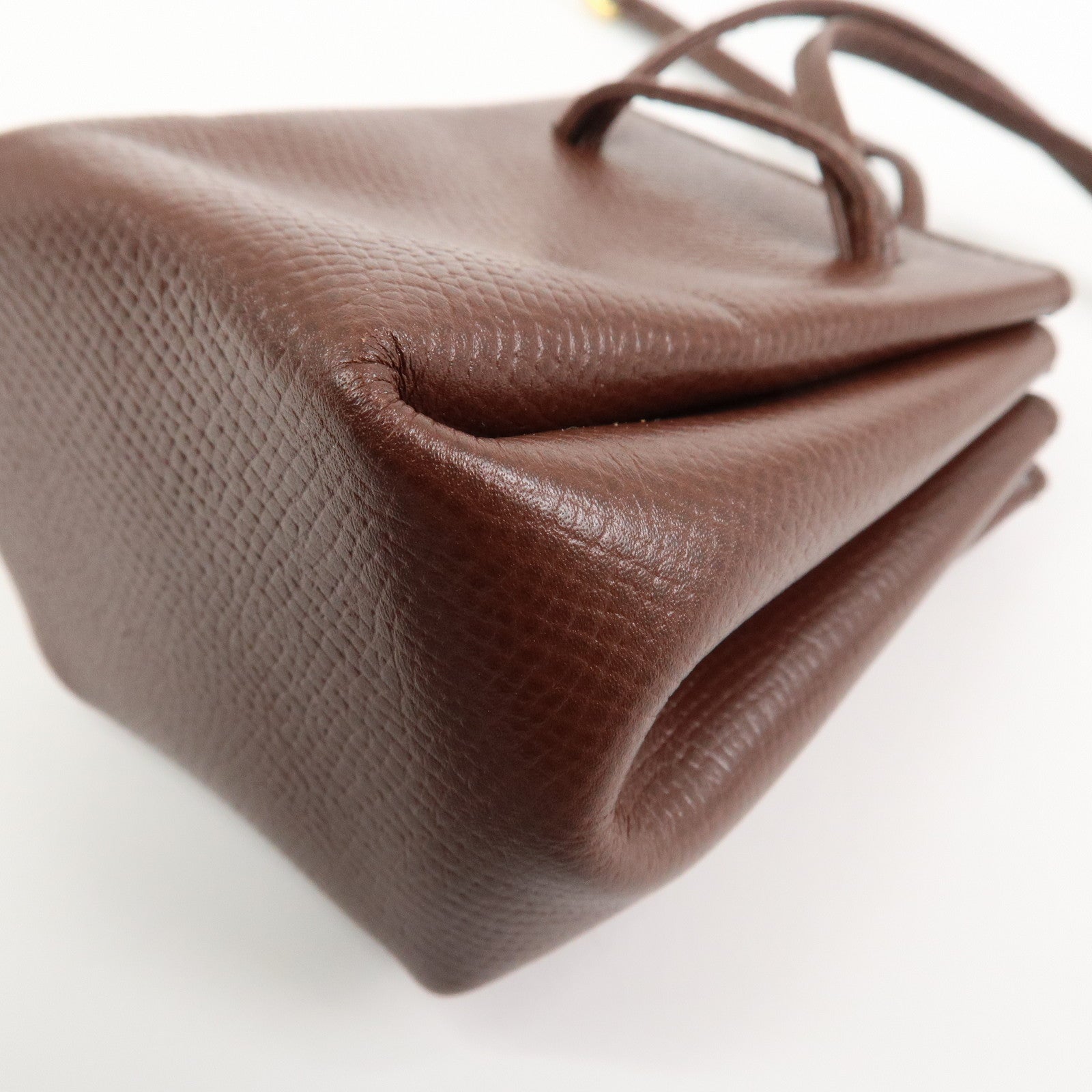 HERMES Vespa Courchevel Calf Leather □A Stamped Pouch Hand Bag