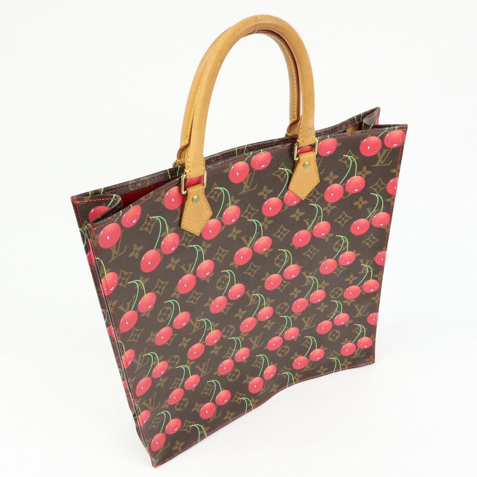 Louis Vuitton Monogram Cherry Sac Plat Tote Bag Brown Cherry M95010