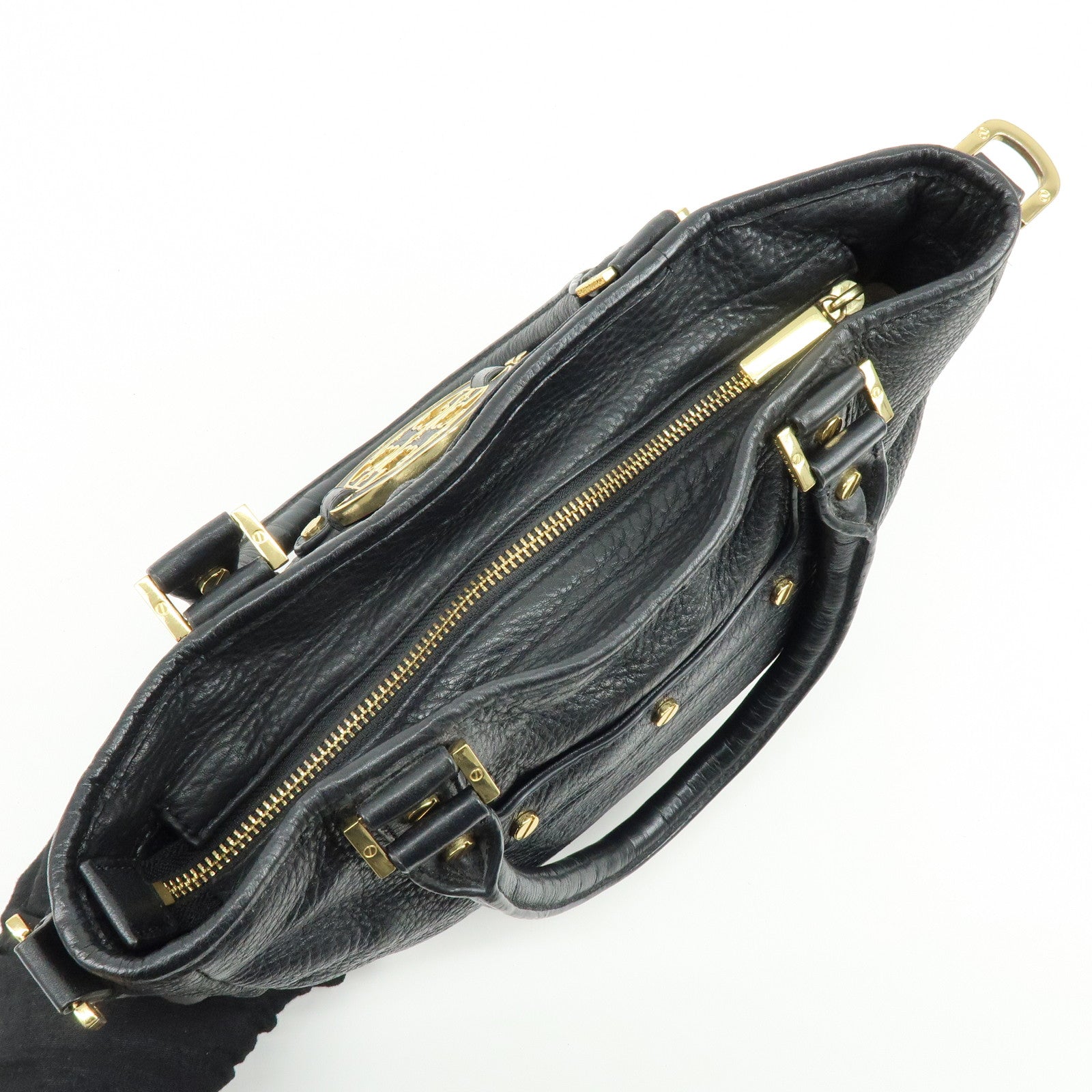 TORY BURCH Double T Leather 2Way Bag Hand Bag Shoulder Bag Black