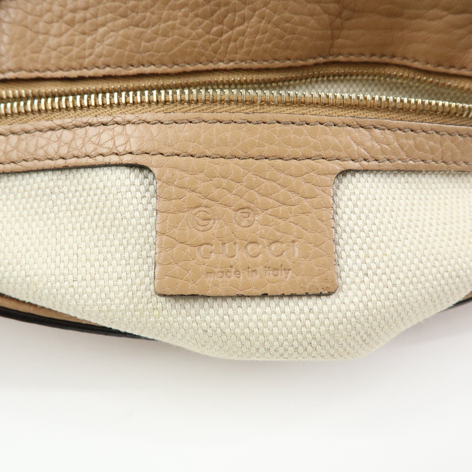 GUCCI SOHO Leather Chain Shoulder Bag Crossbody Bag Beige 536224