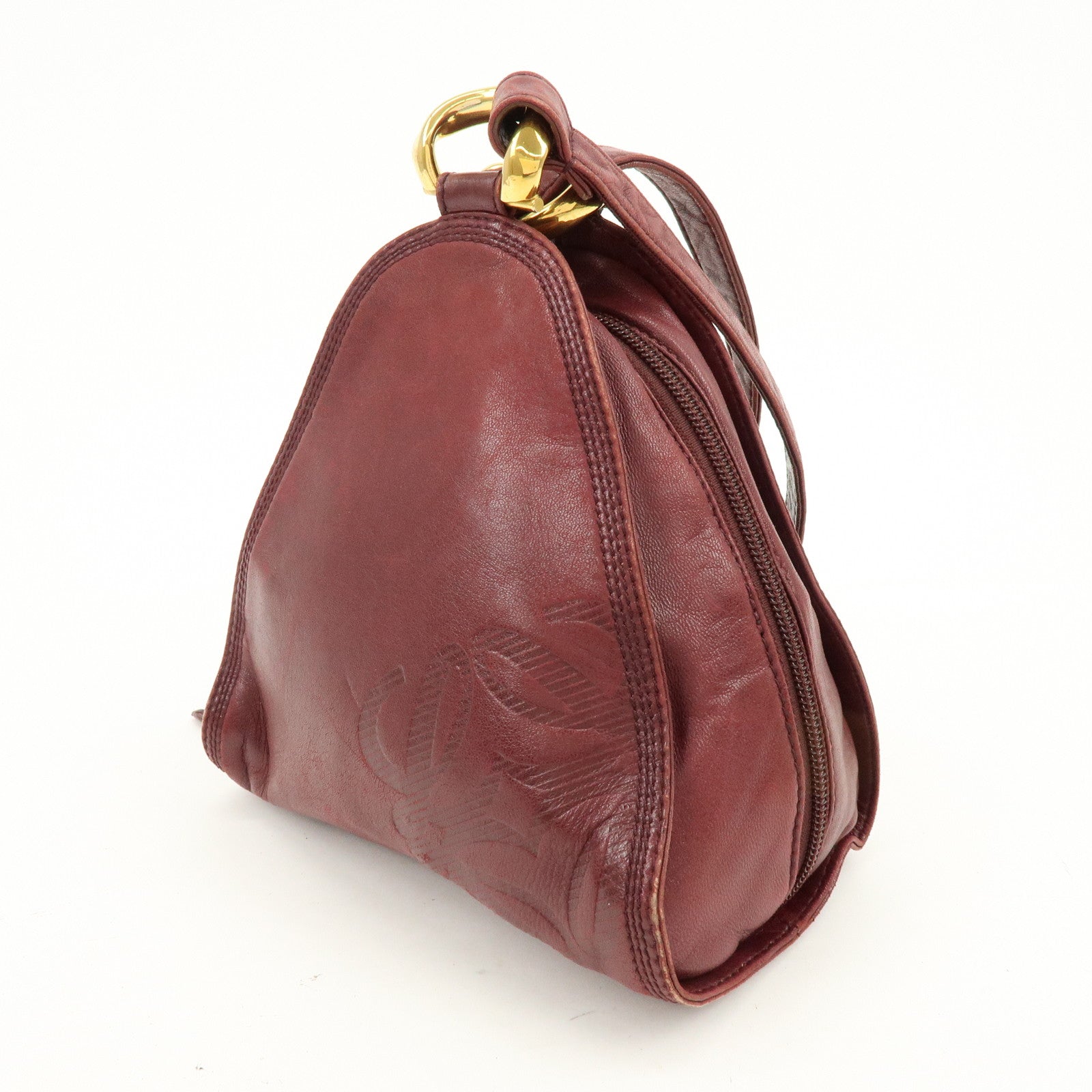 LOEWE Anagram Leather Shoulder Bag Crossbody Bag Bordeaux