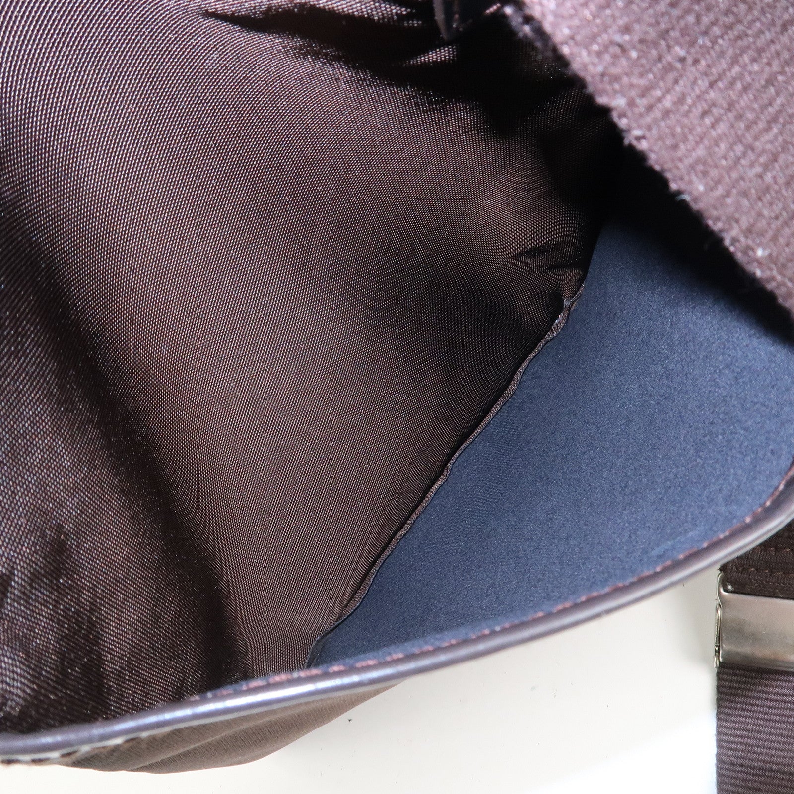 Ferragamo Nylon Leather Shoulder Bag Crossbody Bag Brown Silvern