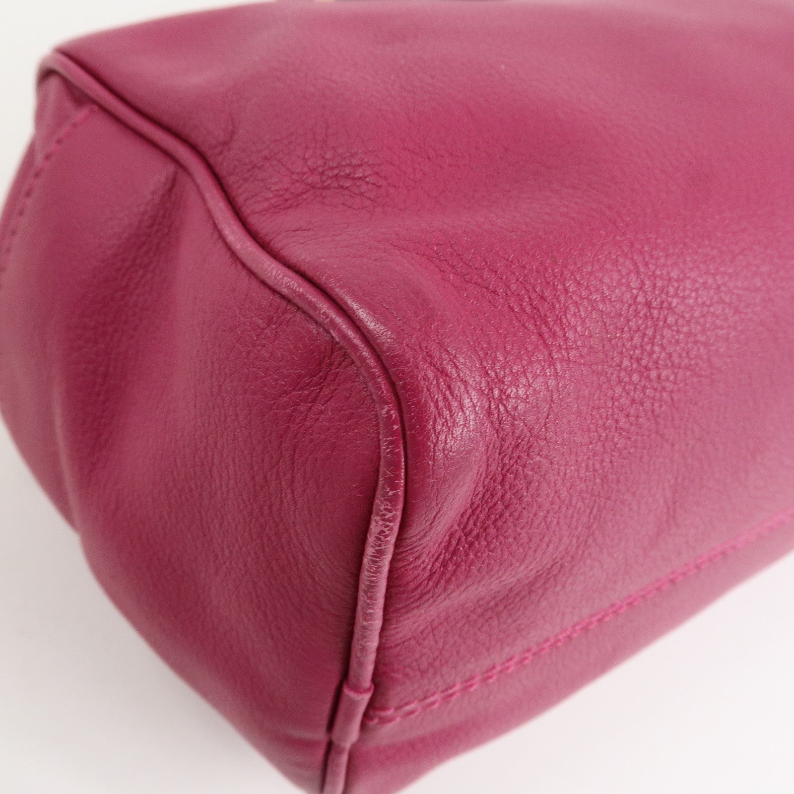 LOEWE Anagram Leather 2WAY Hand Bag Shoulder Bag Hot Pink Used