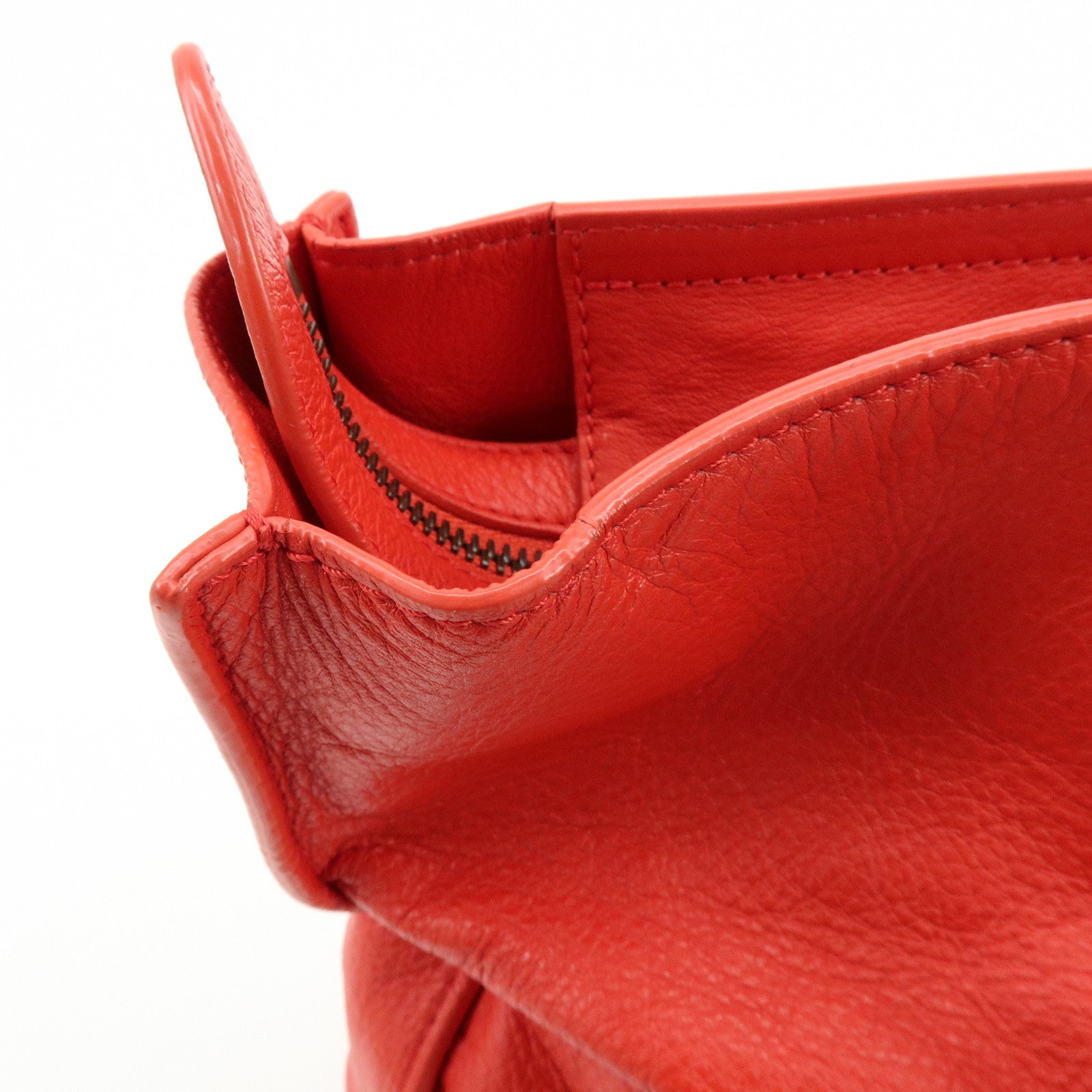 BALENCIAGA Paper Office Zip Leather Tote Bag Hand Bag Red 327771