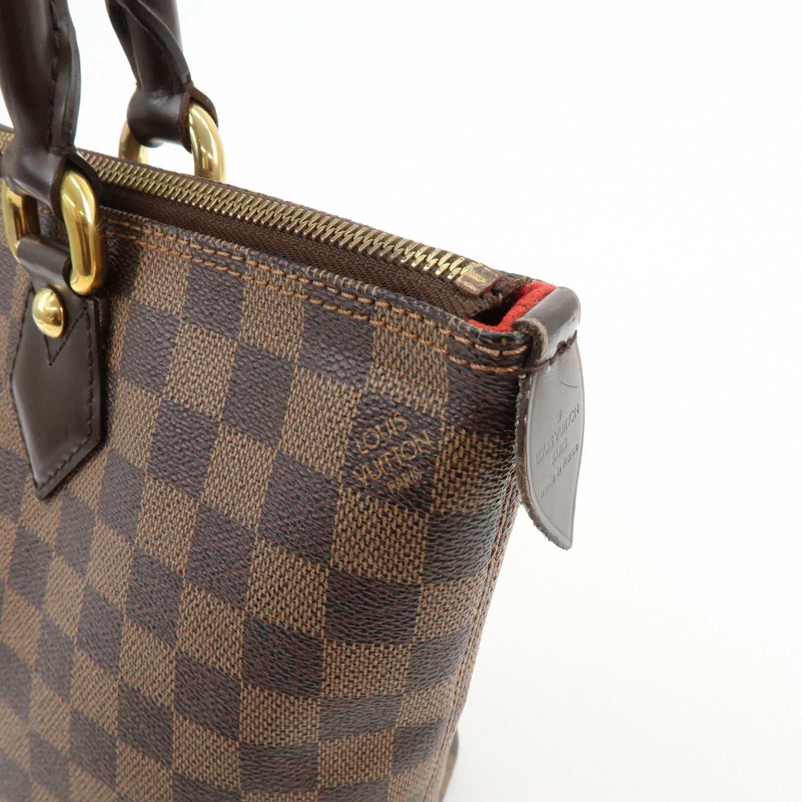 Louis Vuitton Damier Ebene Saleya PM Canvas Leather Tote Bag N51183