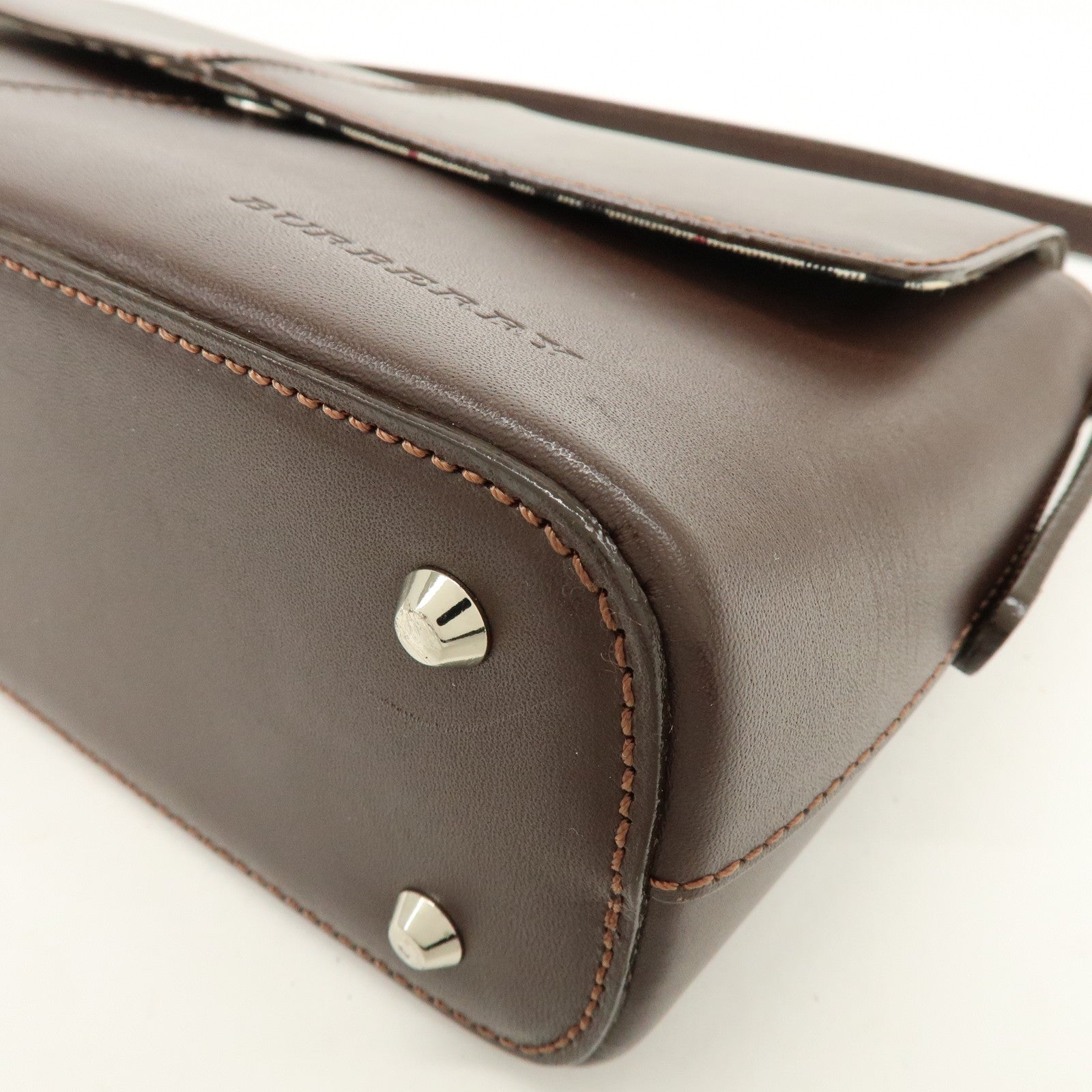BURBERRY Leather Hand Bag Shoulder Bag Brown