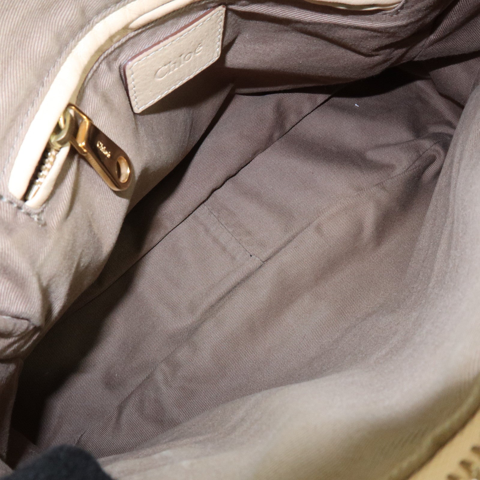 Chloe Mercy Leather Shoulder Bag Hand Bag Beige