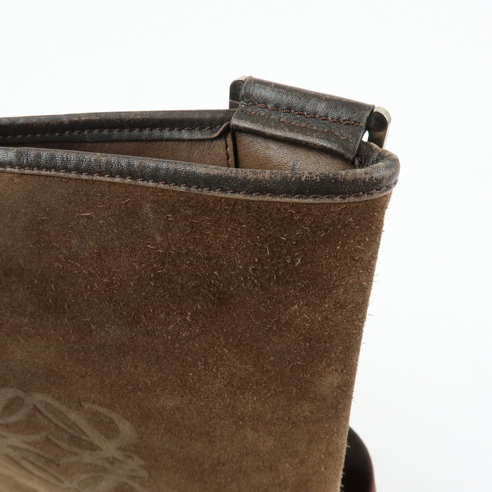 LOEWE Anagram Suede Leather Shoulder Bag Crossbody Bag Brown