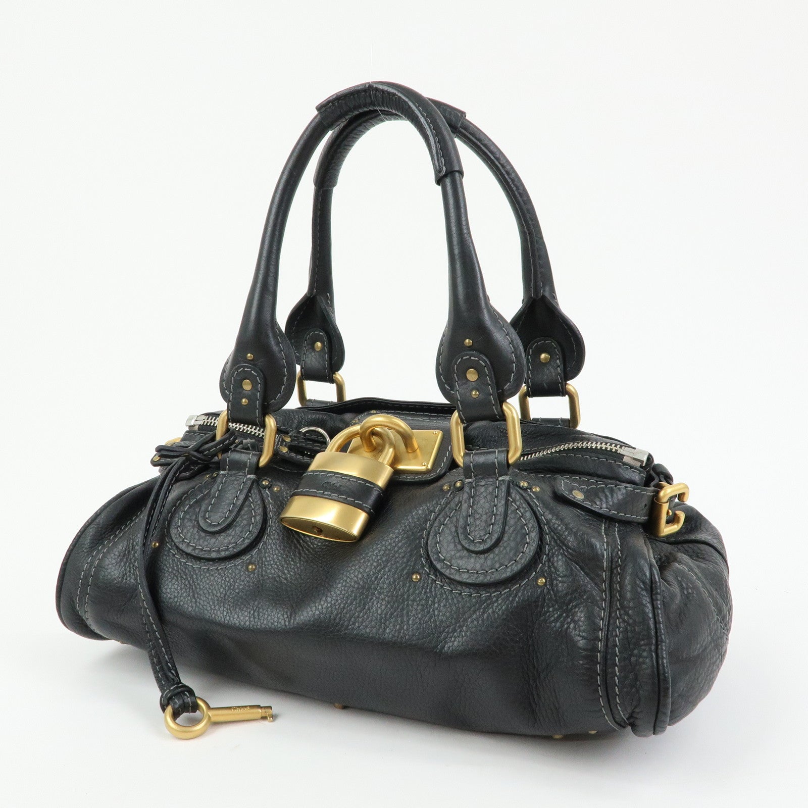 Chloe Paddington Leather Tote Bag Hand Bag Black