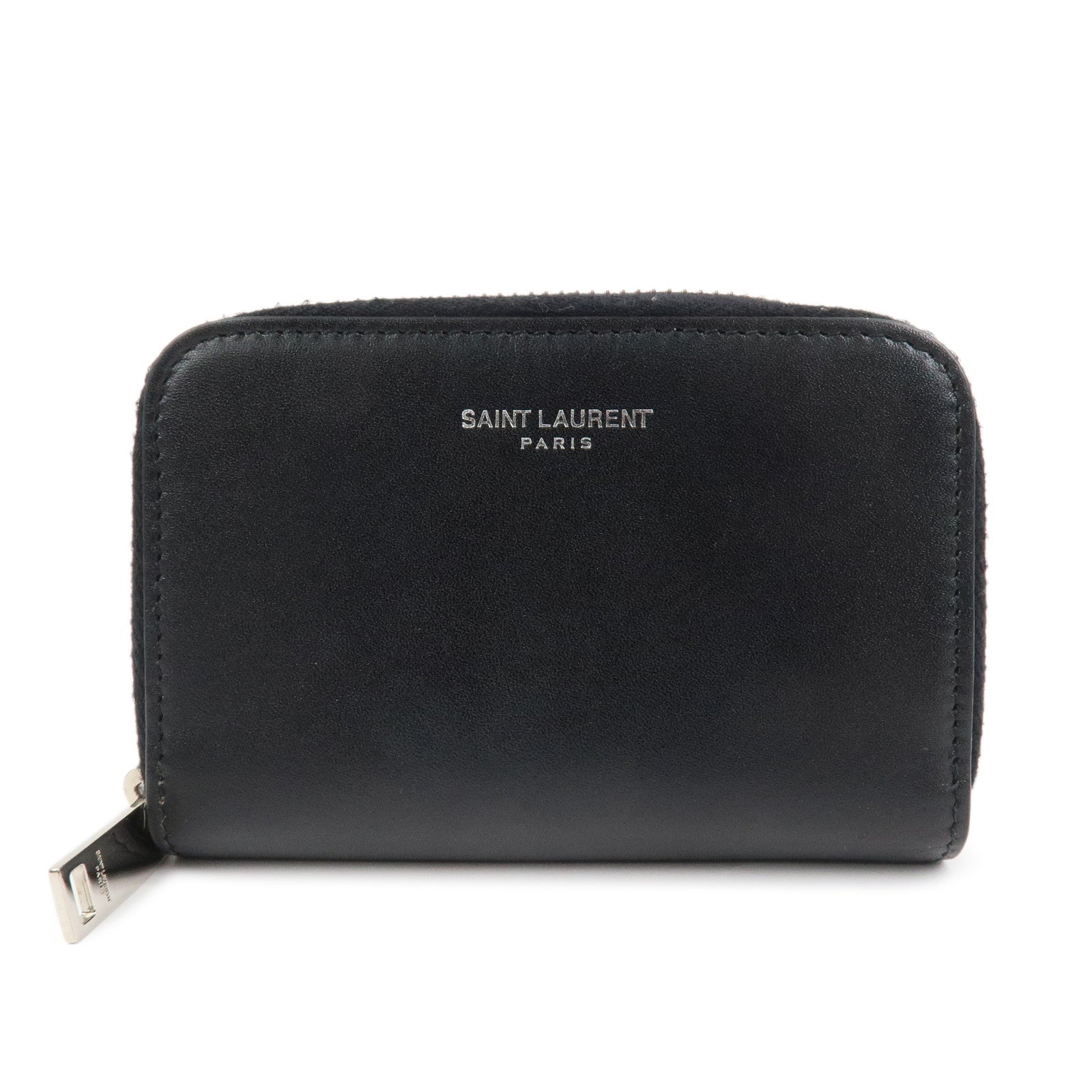 SAINT LAURENT PARIS Leather Coin Case Coin Wallet Black 506522