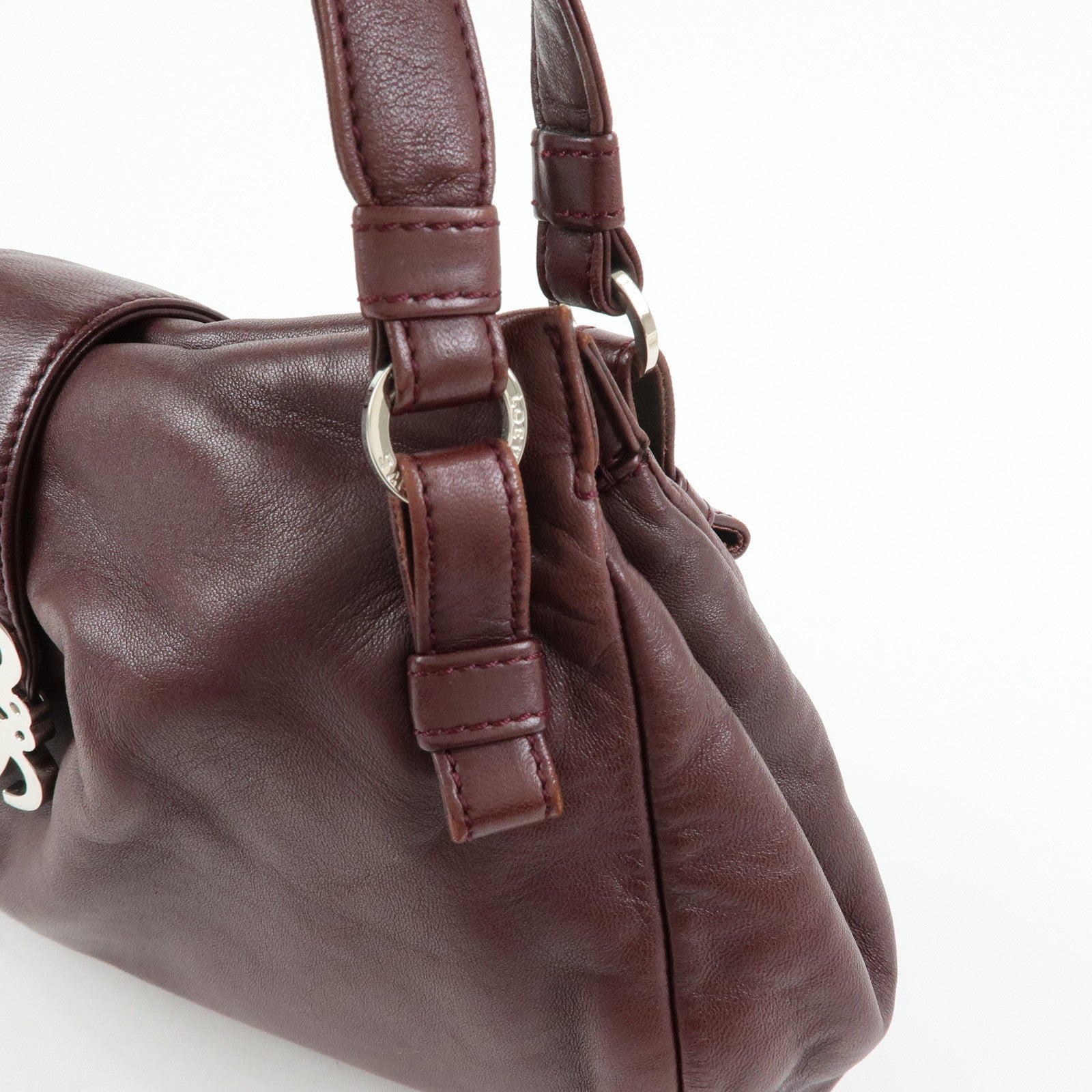 LOEWE Anagram Nappa Leather Hand Bag Shoulder Bag Bordeaux Brown