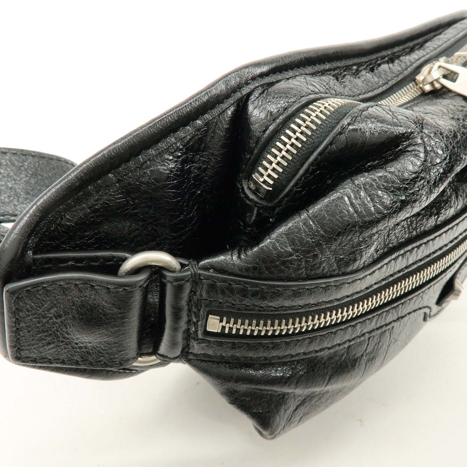 BALENCIAGA Neo Lift Leather Waist Bag Body Bag Style Black 542013