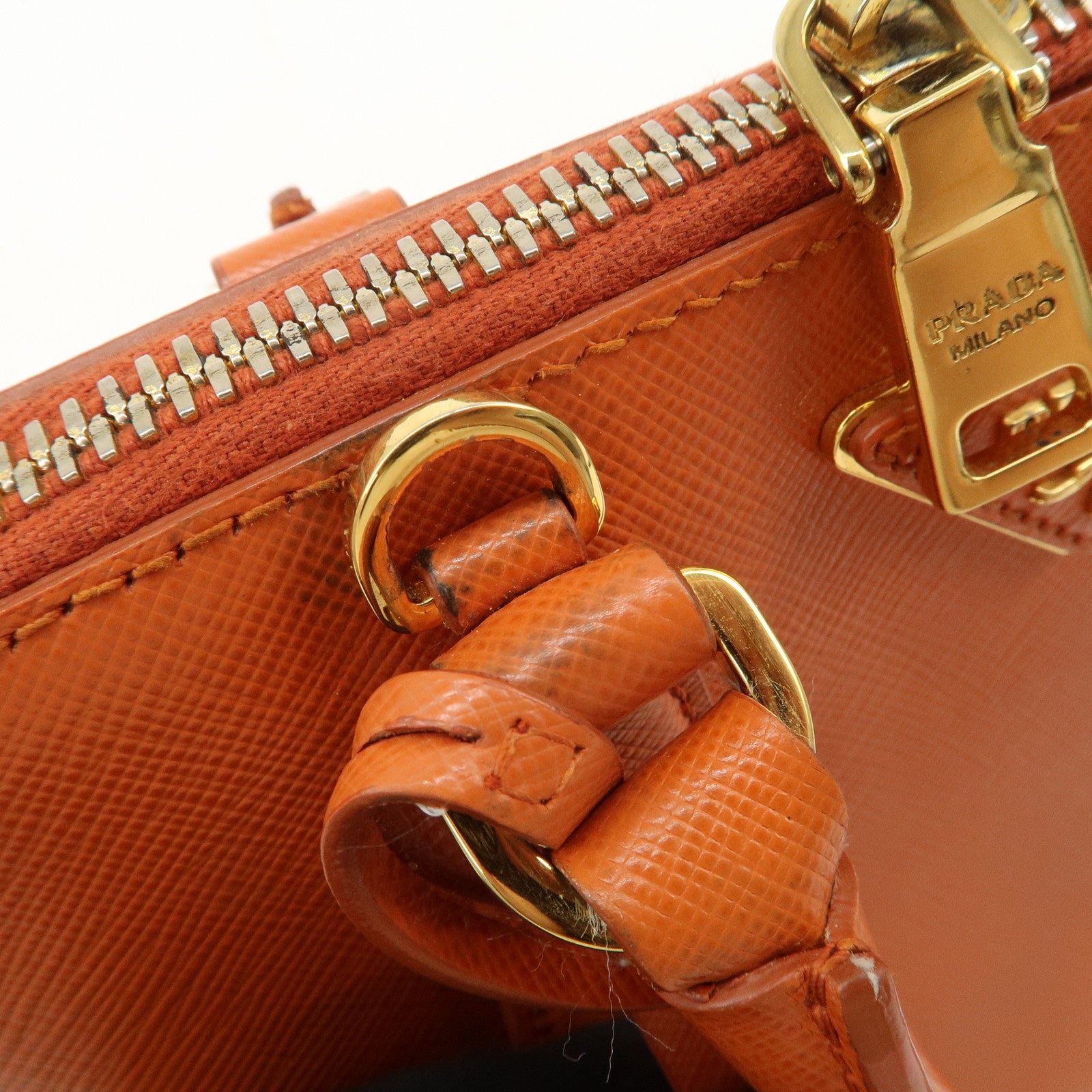 PRADA Saffiano Leather Promenade Small 2Way Hand Bag Orange BL0838