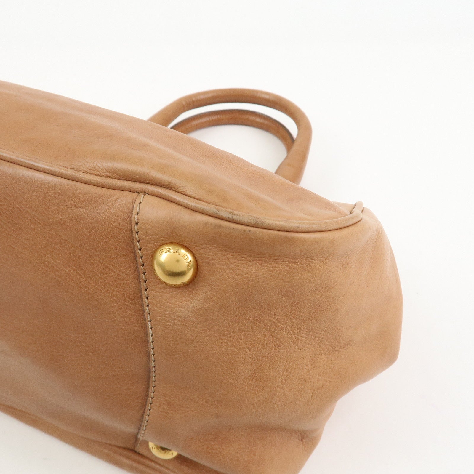 PRADA Ribbon Leather 2WAY Bag Hand Bag Shoulder Bag Brown BN2245