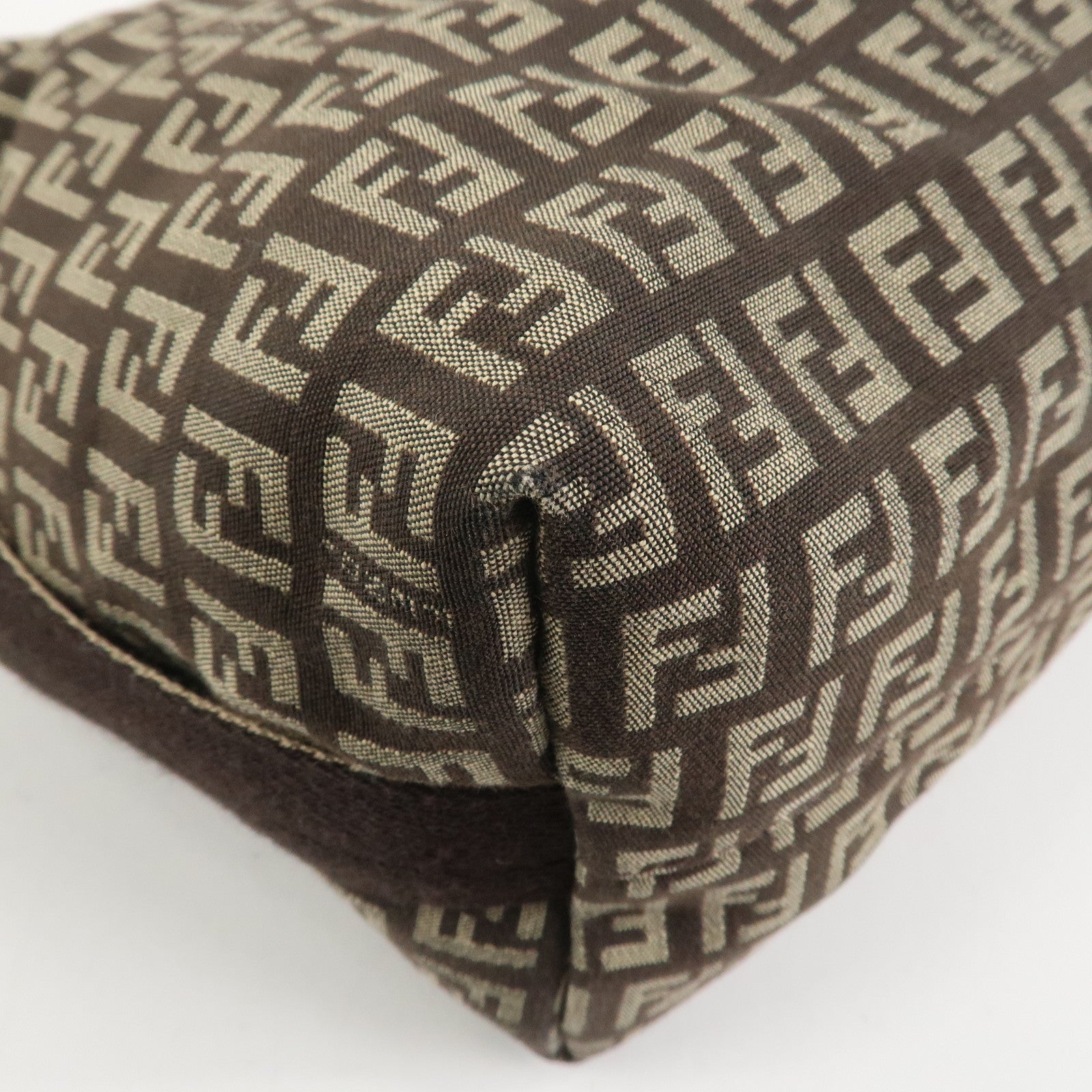 FENDI Zucchino Canvas Shoulder Bag Crossbody Bag Brown 8BR318