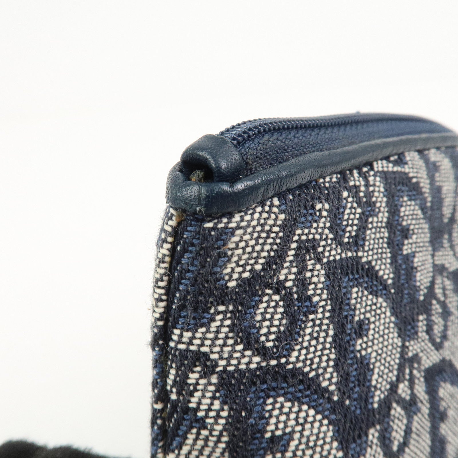 Christian Dior Trotter Canvas Leather Pouch Cosmetic Pouch Navy