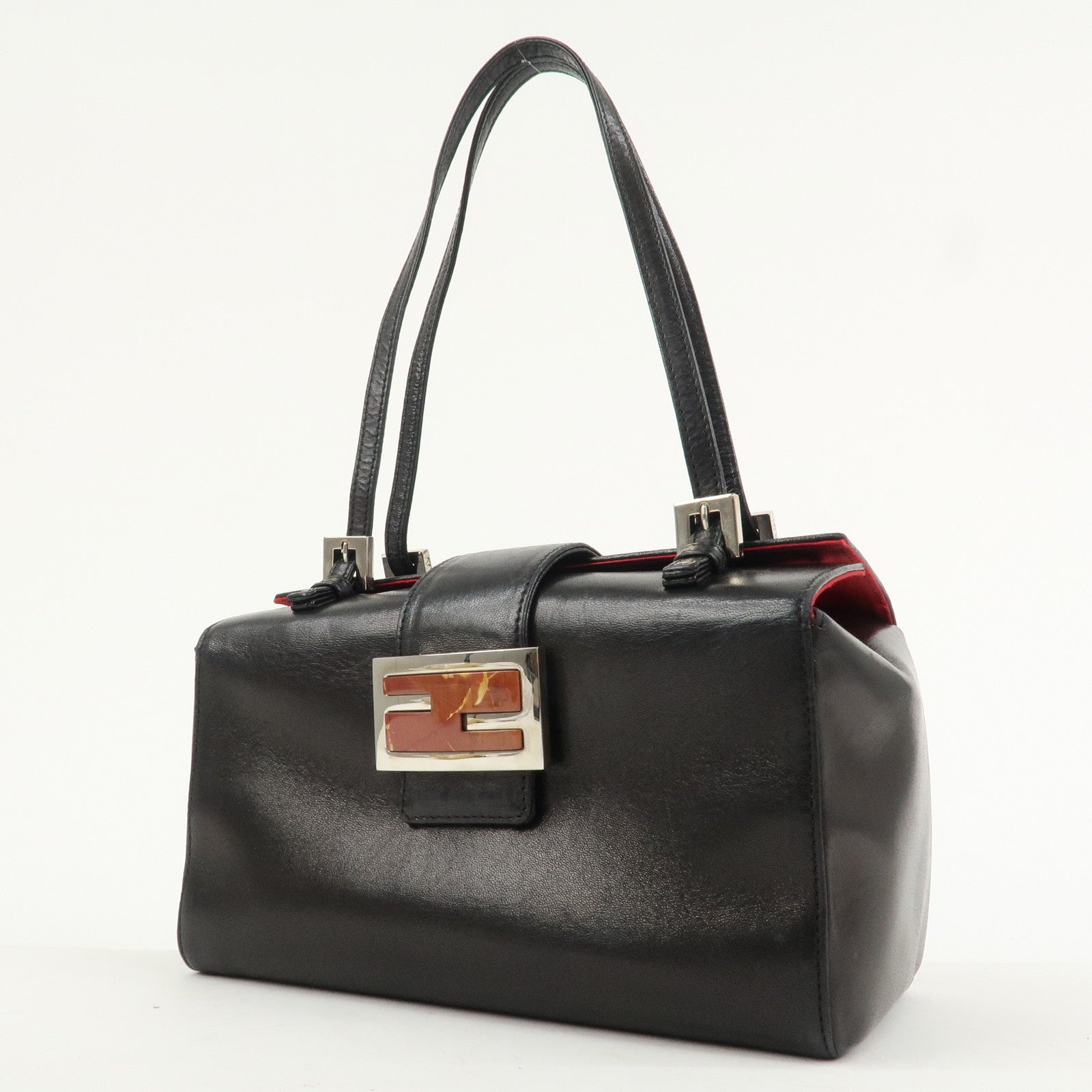 FENDI Nappa Leather Hand Bag Shoulder Bag Black 10163350001
