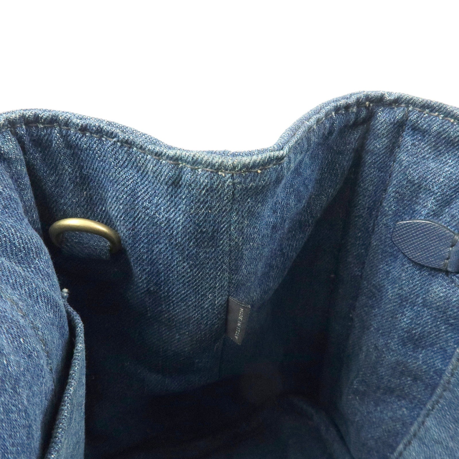 PRADA Triangle Logo Canapa Mini Denim 2Way Bag Hand Bag Blue 1BG439