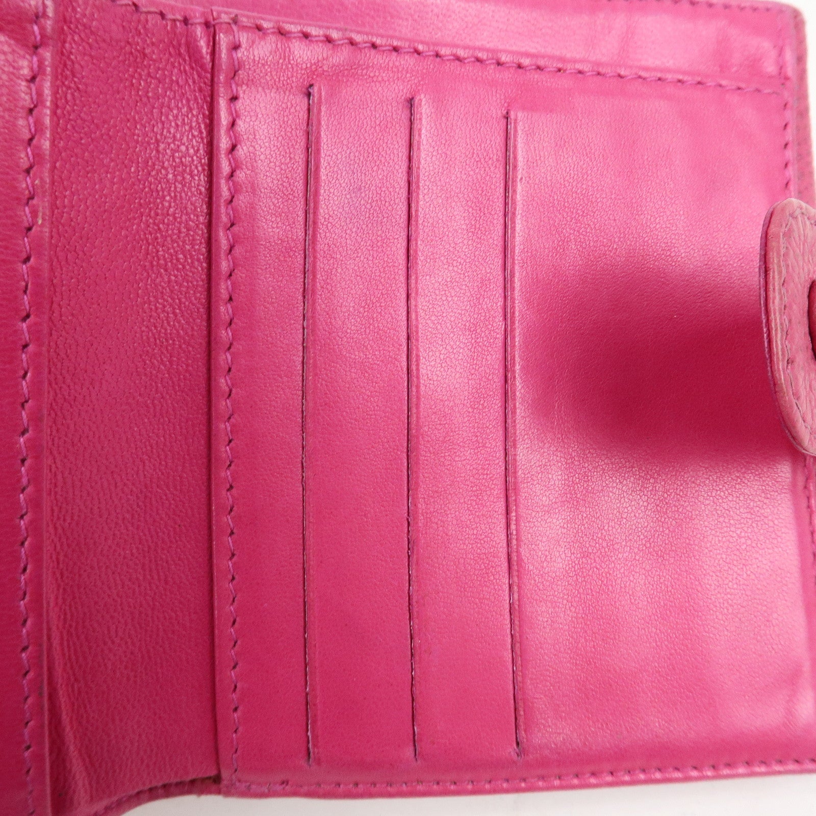 CHANEL COCO Mark Caviarskin Double Hook Bi-fold Wallet Pink