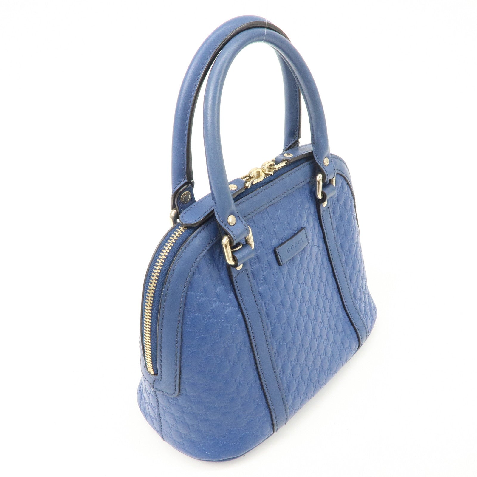 GUCCI Micro Guccissima 2Way Bag Hand Bag Shoulder Bag Blue 449654