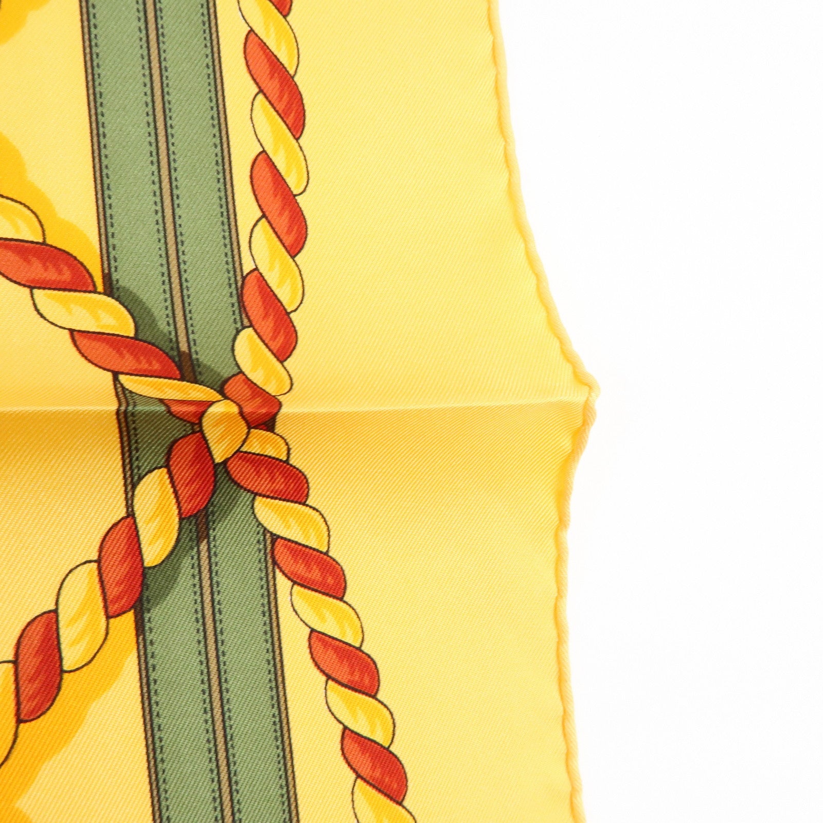 HERMES Carre 90 Silk 100% Scarf GRANDE TENUE Yellow Brown Green