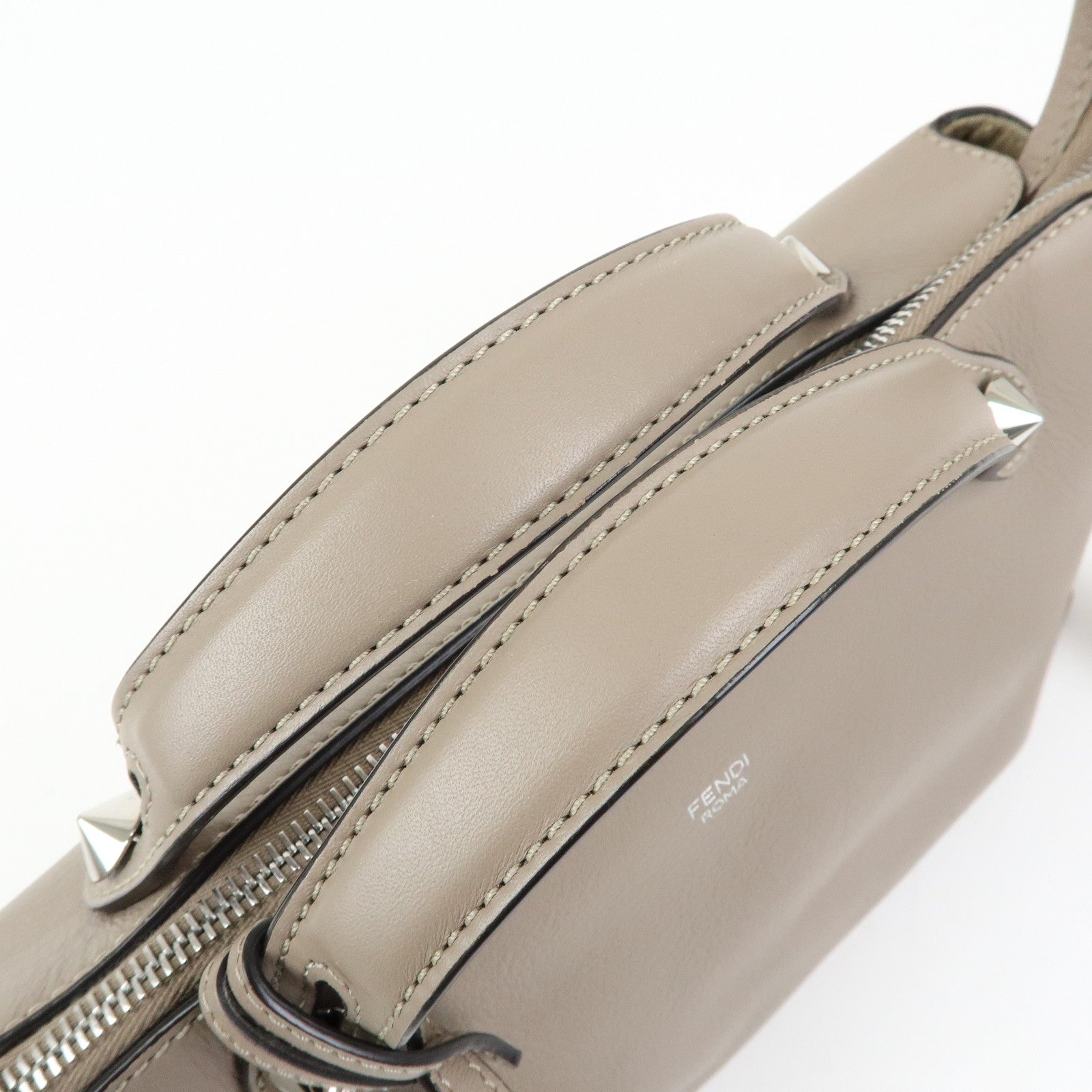 FENDI By The Way Medium Leather 2Way Bag Hand Bag Greige 8BL146