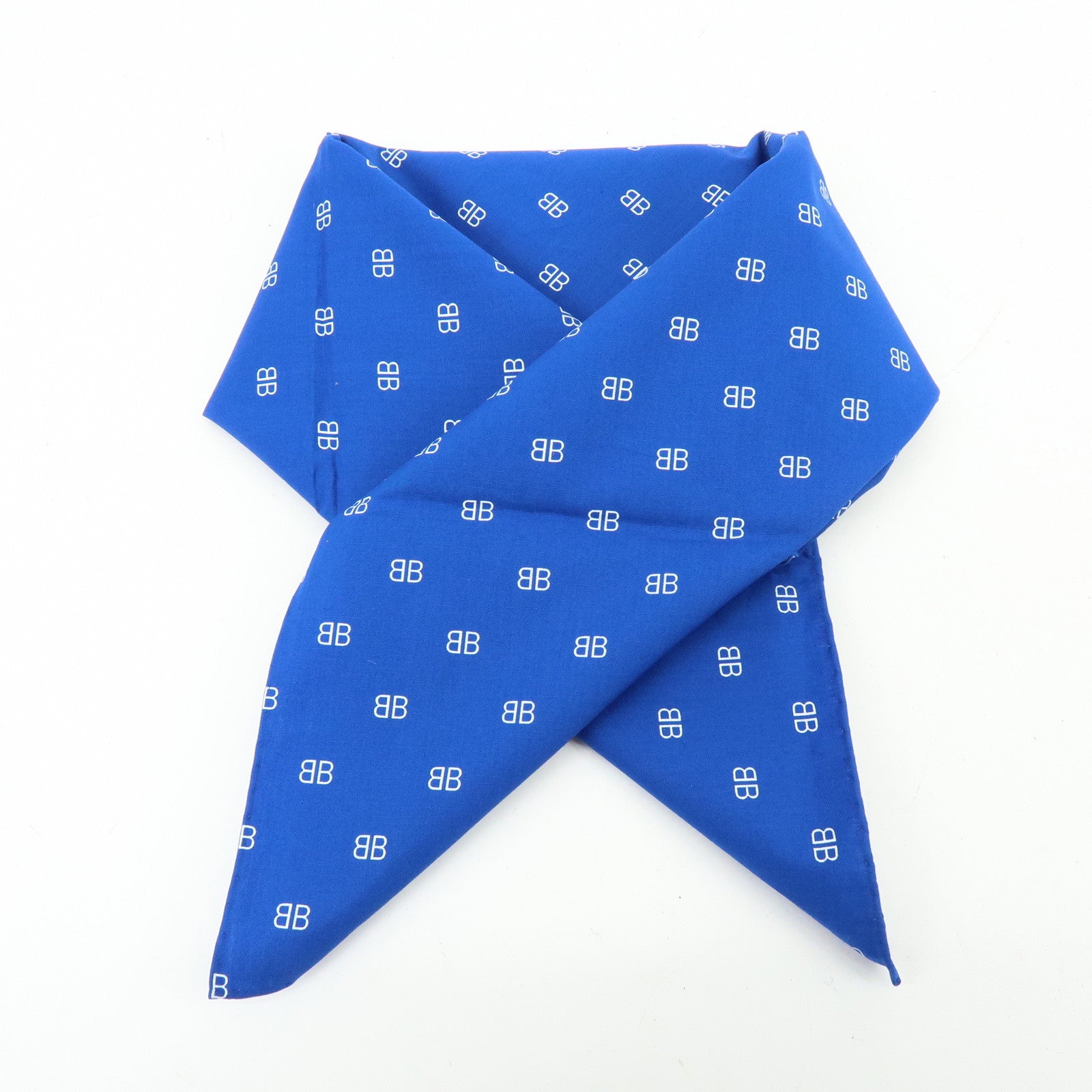 BALENCIAGA BB Logo Cotton 100% Scarf Tokyo Limited Blue