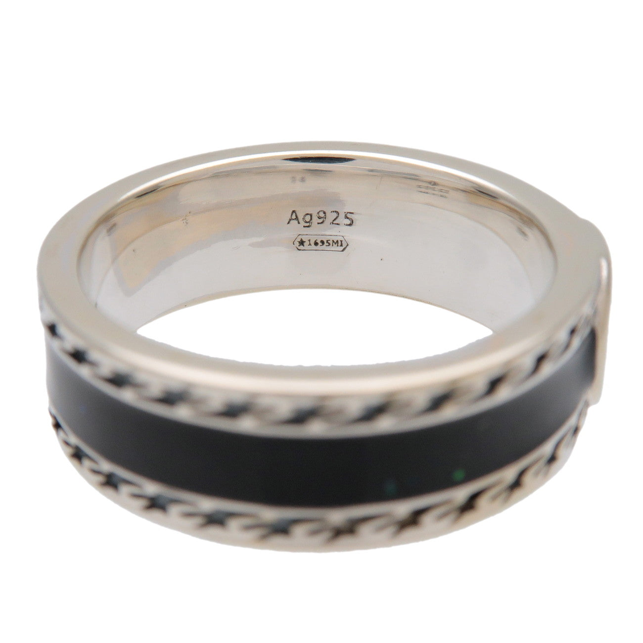 GUCCI Interlocking G Glitter Ring SV925 Enamel Silver #14 645573