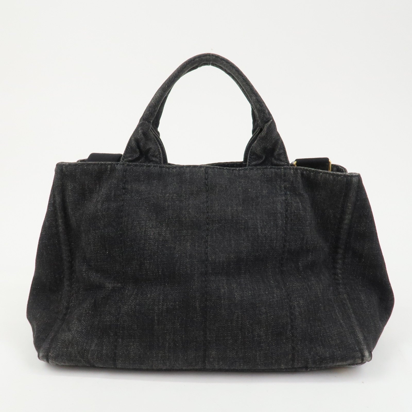PRADA Canapa Denim 2Way Bag Hand Bag Shoulder Bag Black 1BG642
