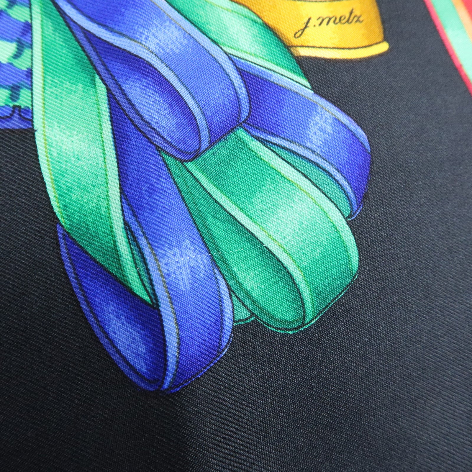 HERMES Carre 90 Silk 100% LES RUBANS DU CHEVAL Scarf Black