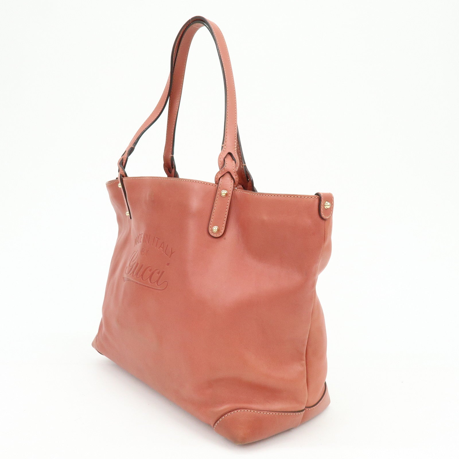GUCCI Logo Leather Tote Bag Shoulder Bag Hand Bag Rose Pink 247209