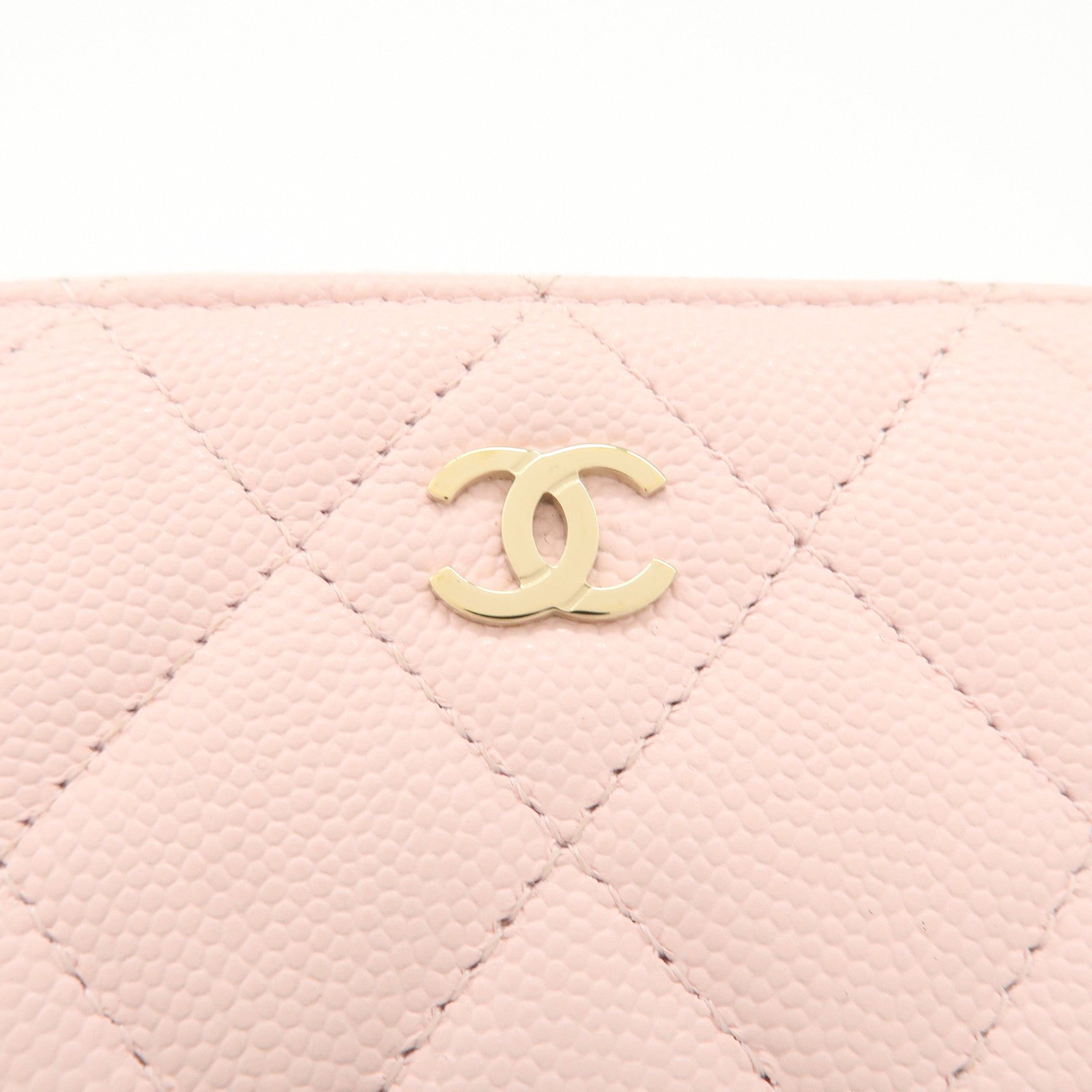 CHANEL Time Classic Matelasse Caviar Skin Zippy Coin Purse Pink AP0216 Used