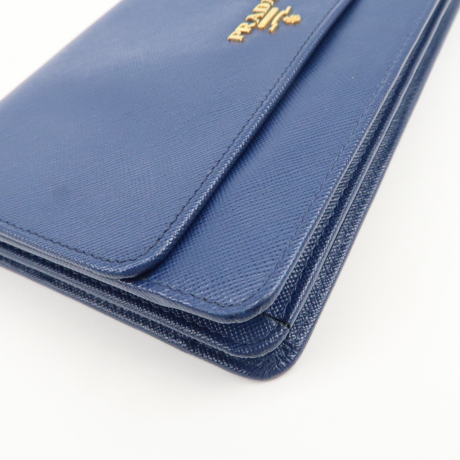 PRADA Logo Saffiano Leather Shoulder Bag Crossbody Bag Blue 1M1361