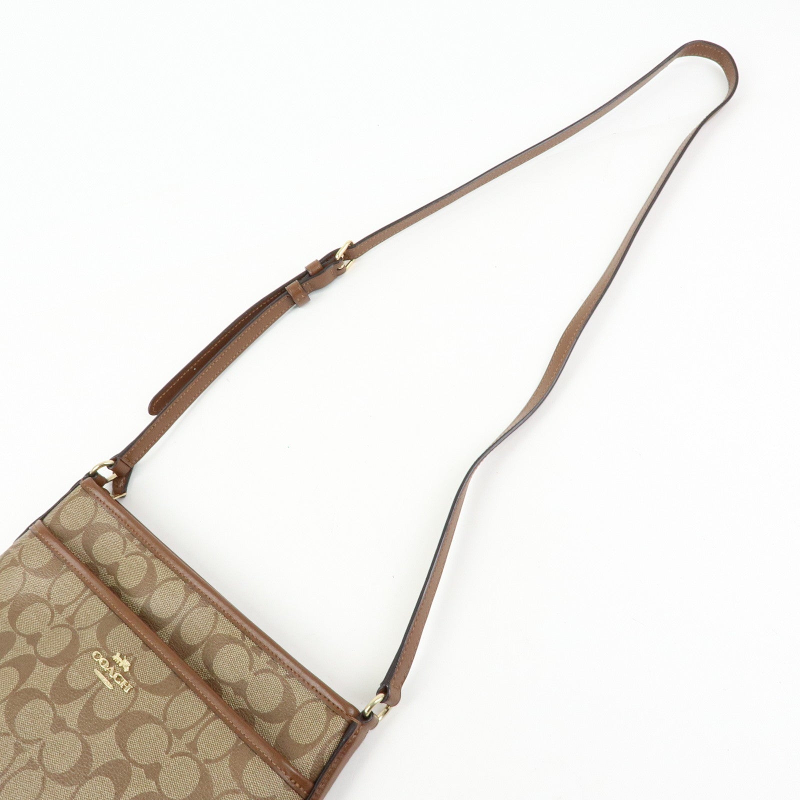 COACH Signature Set of 2 Shoulder Bag Crossbody Bag Brown Ivory