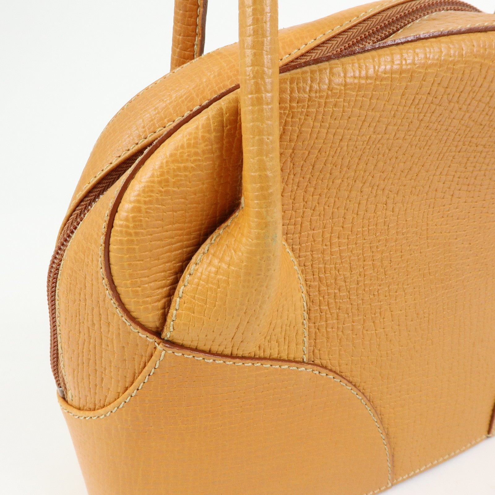 LOEWE Logo Embossed Leather Hand Bag Shoulder Bag Camel