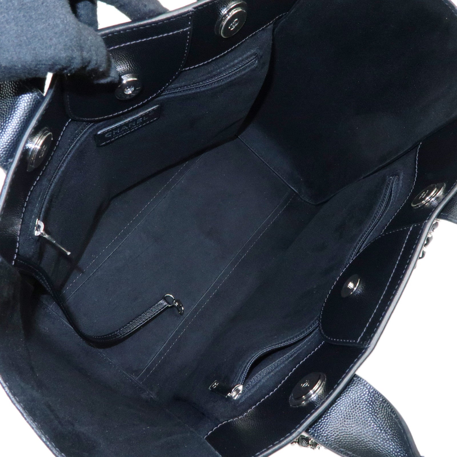 CHANEL Deauville MM Caviarskin 2Way Bag Shoulder Bag Black A57069