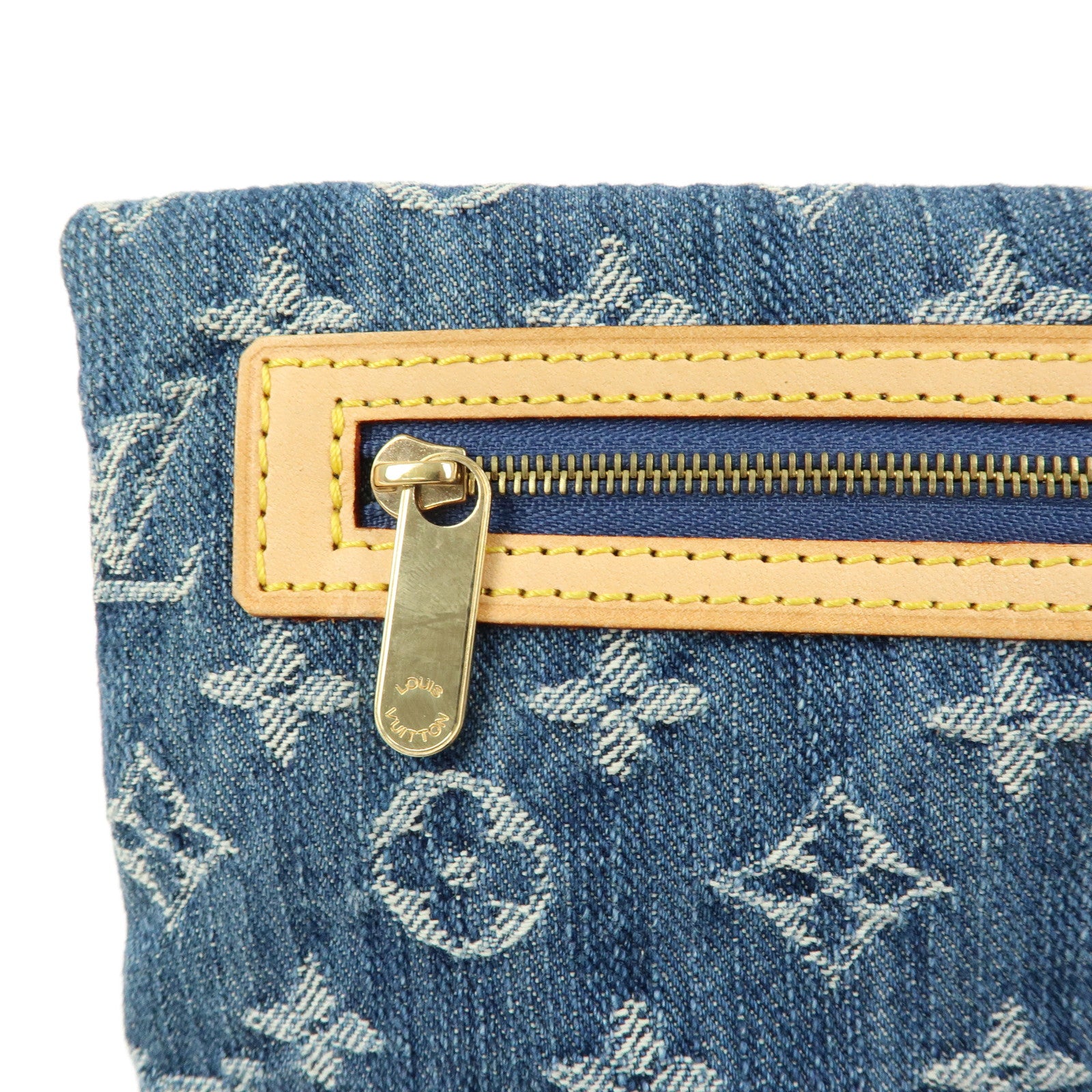 Louis Vuitton Monogram Denim Pochette Plat Pouch Clutch Bag M95007