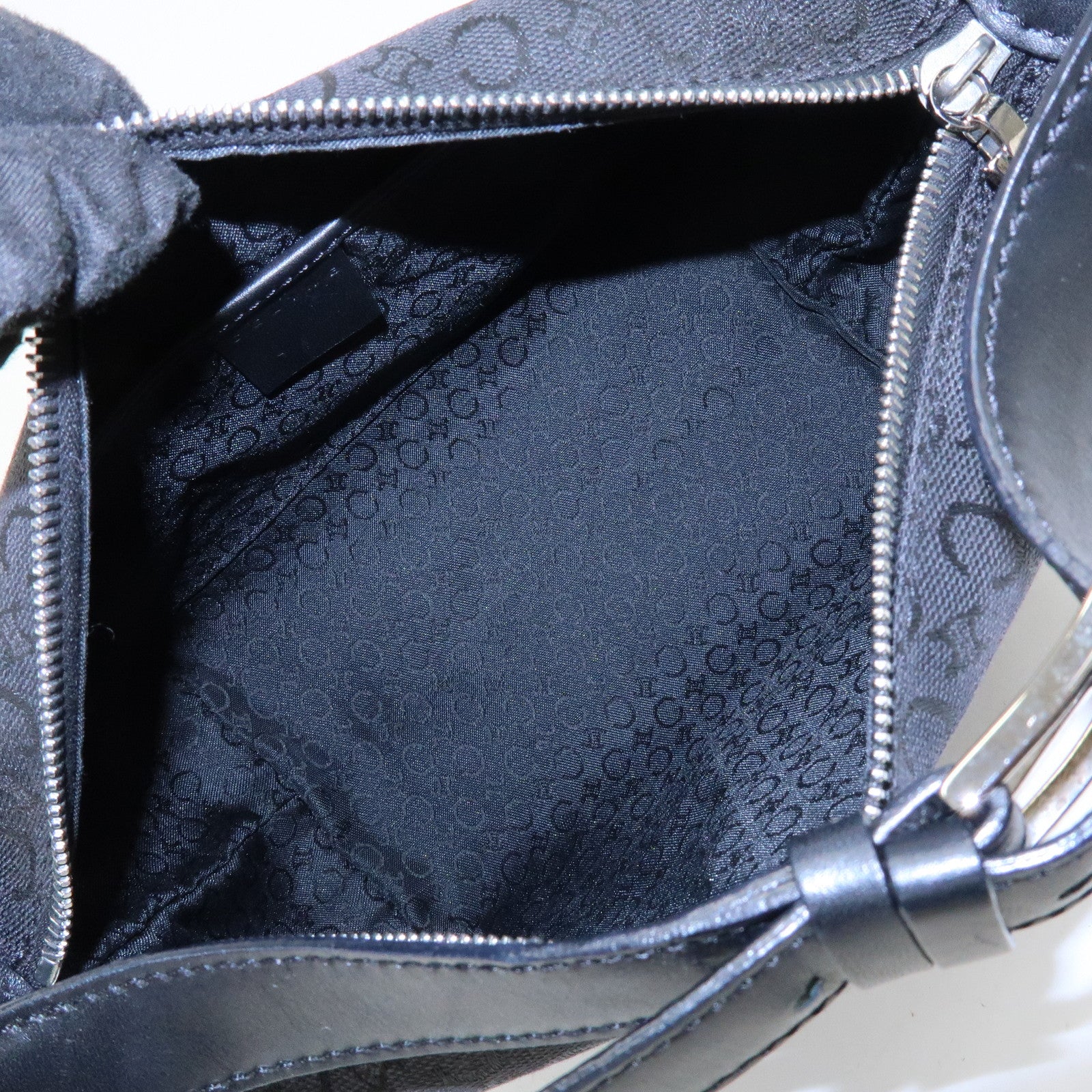 CELINE C Macadam Canvas Leather Hand Bag Shoulder Bag Black